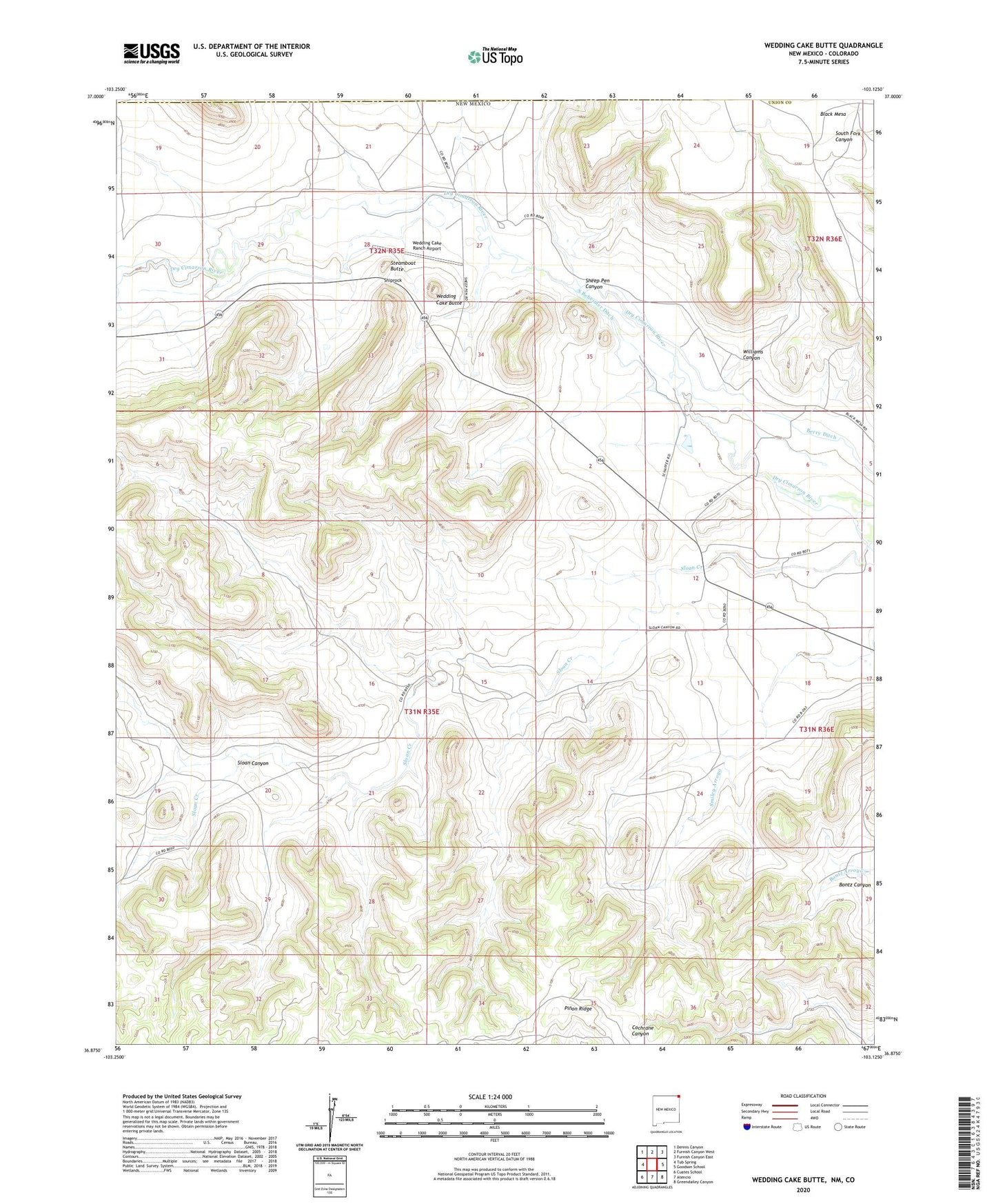 Wedding Cake Butte New Mexico US Topo Map Image
