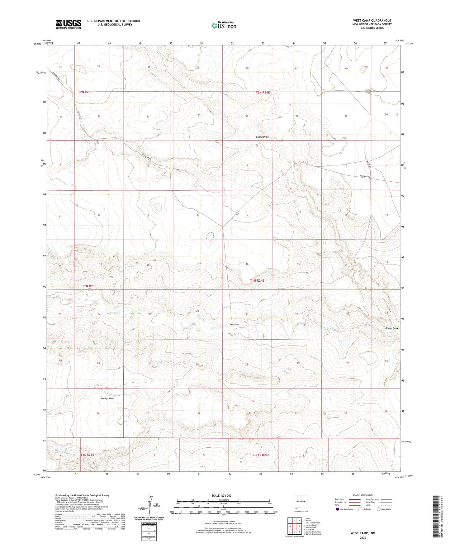 West Camp New Mexico US Topo Map Image