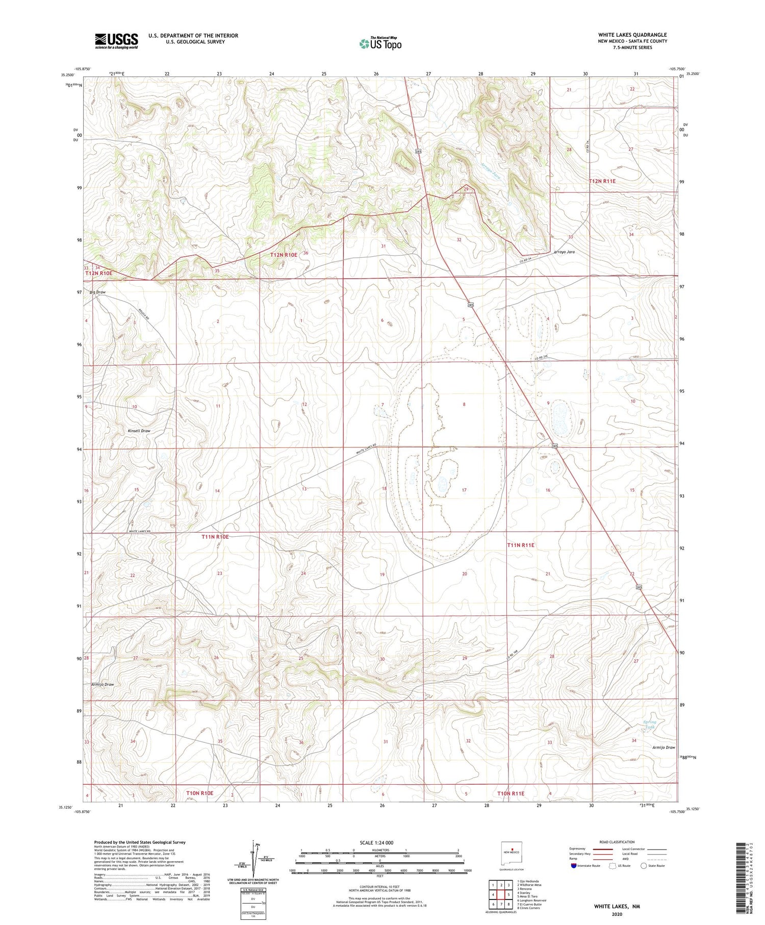 White Lakes New Mexico US Topo Map Image