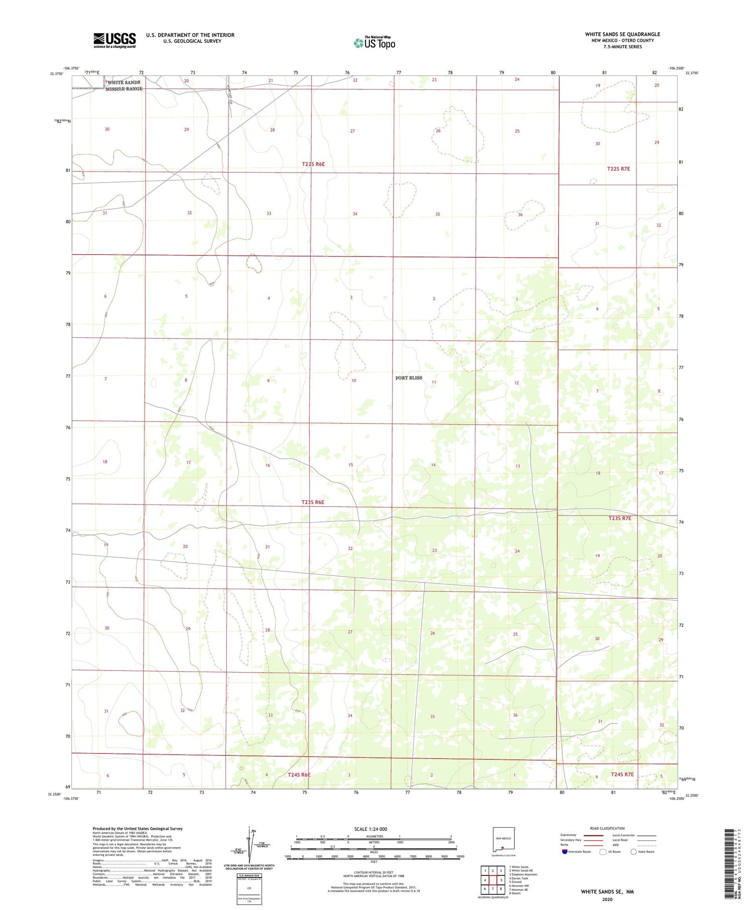 White Sands SE New Mexico US Topo Map Image