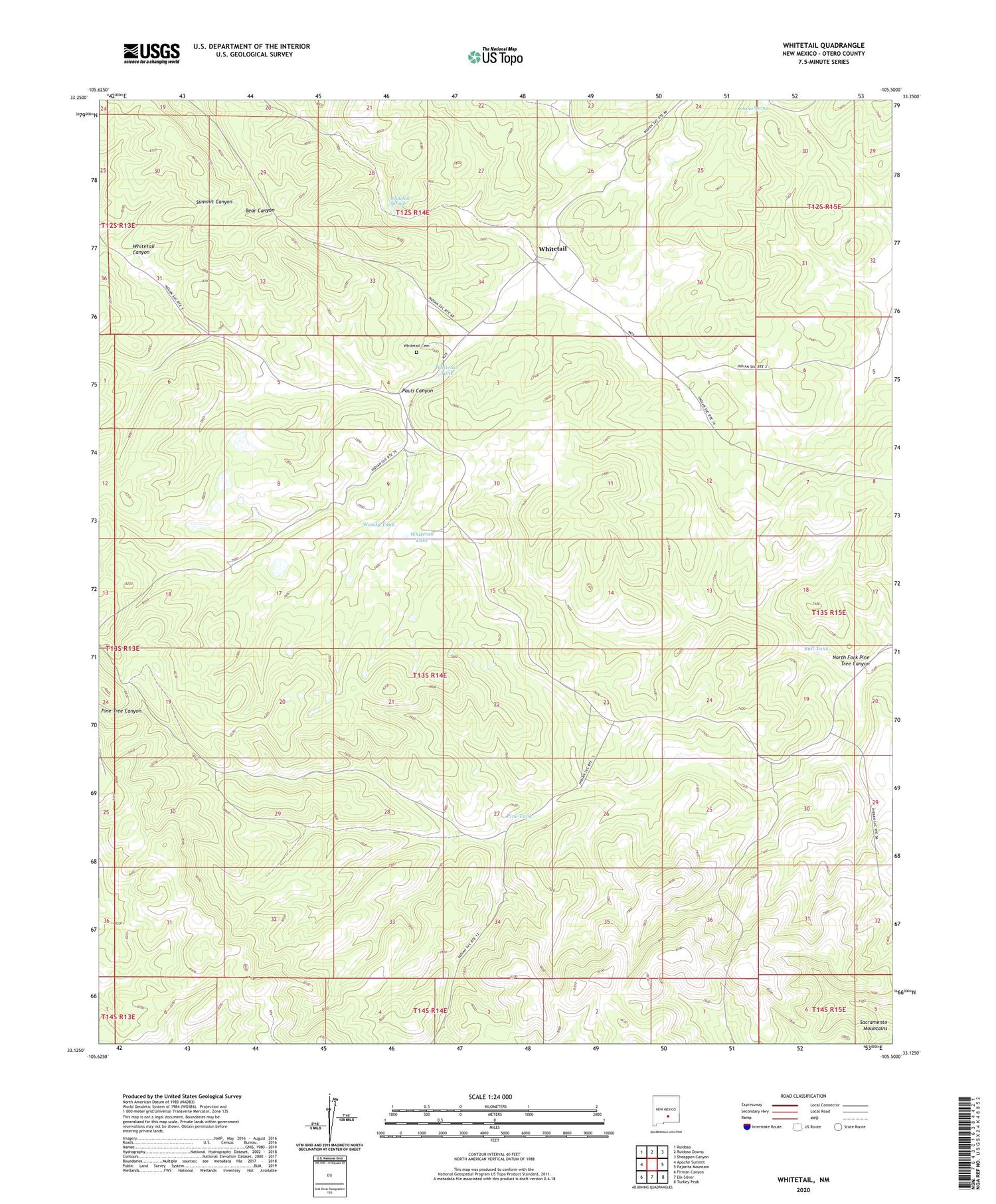 Whitetail New Mexico US Topo Map Image