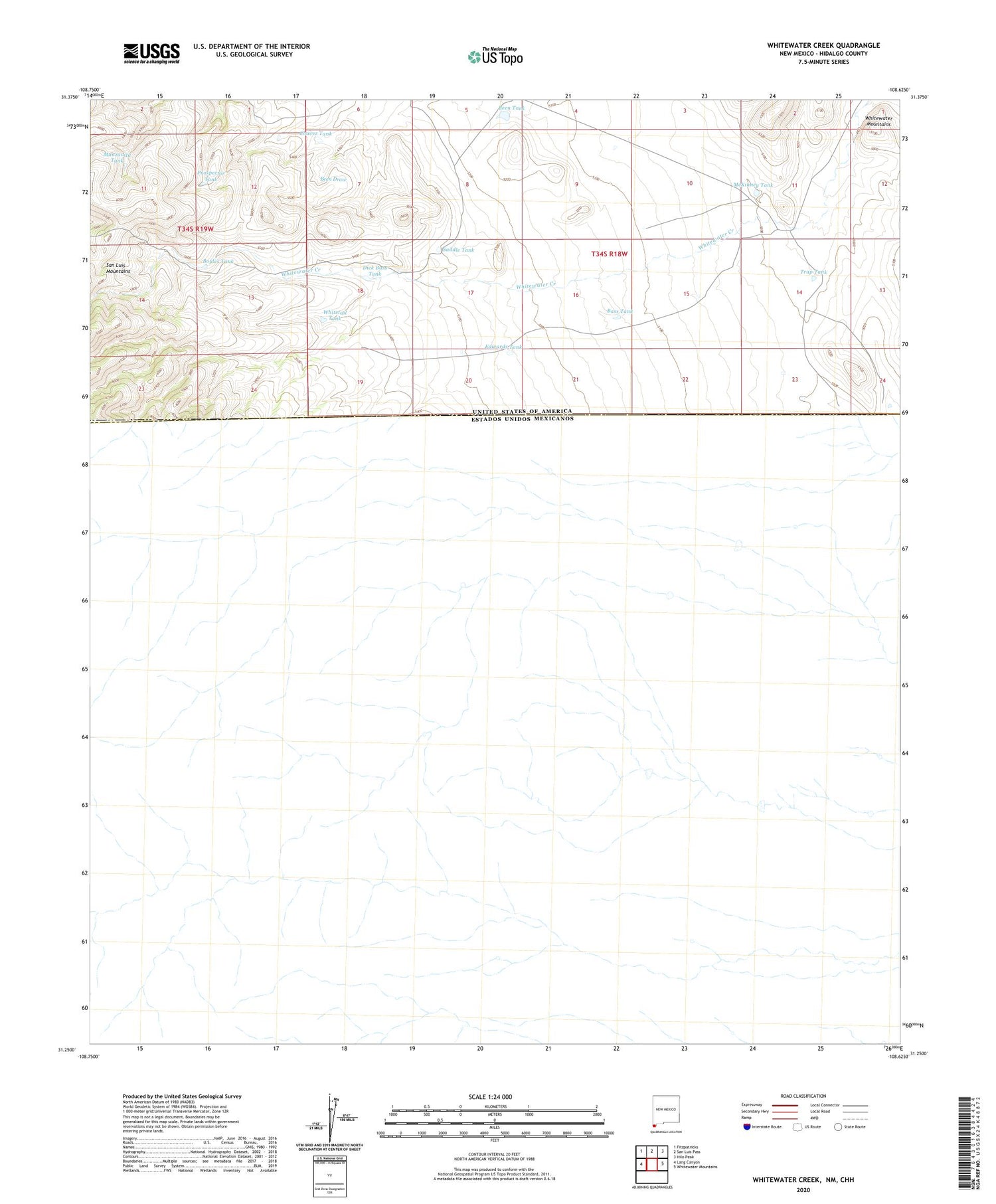 Whitewater Creek New Mexico US Topo Map Image