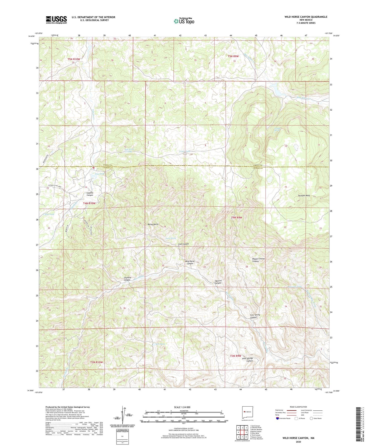 Wild Horse Canyon New Mexico US Topo Map Image