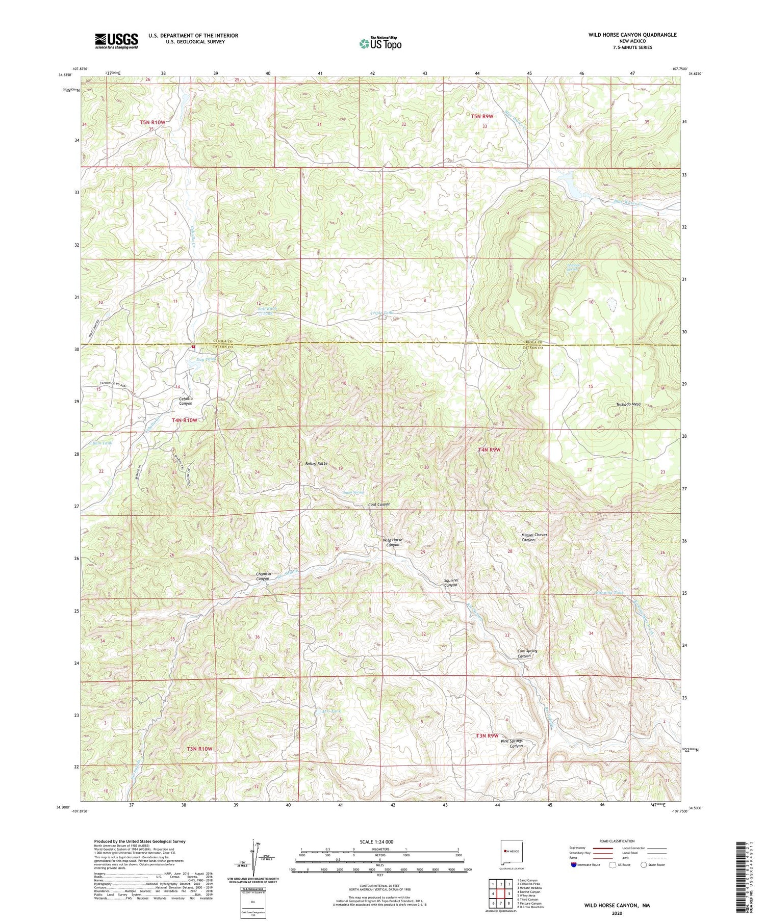 Wild Horse Canyon New Mexico US Topo Map Image