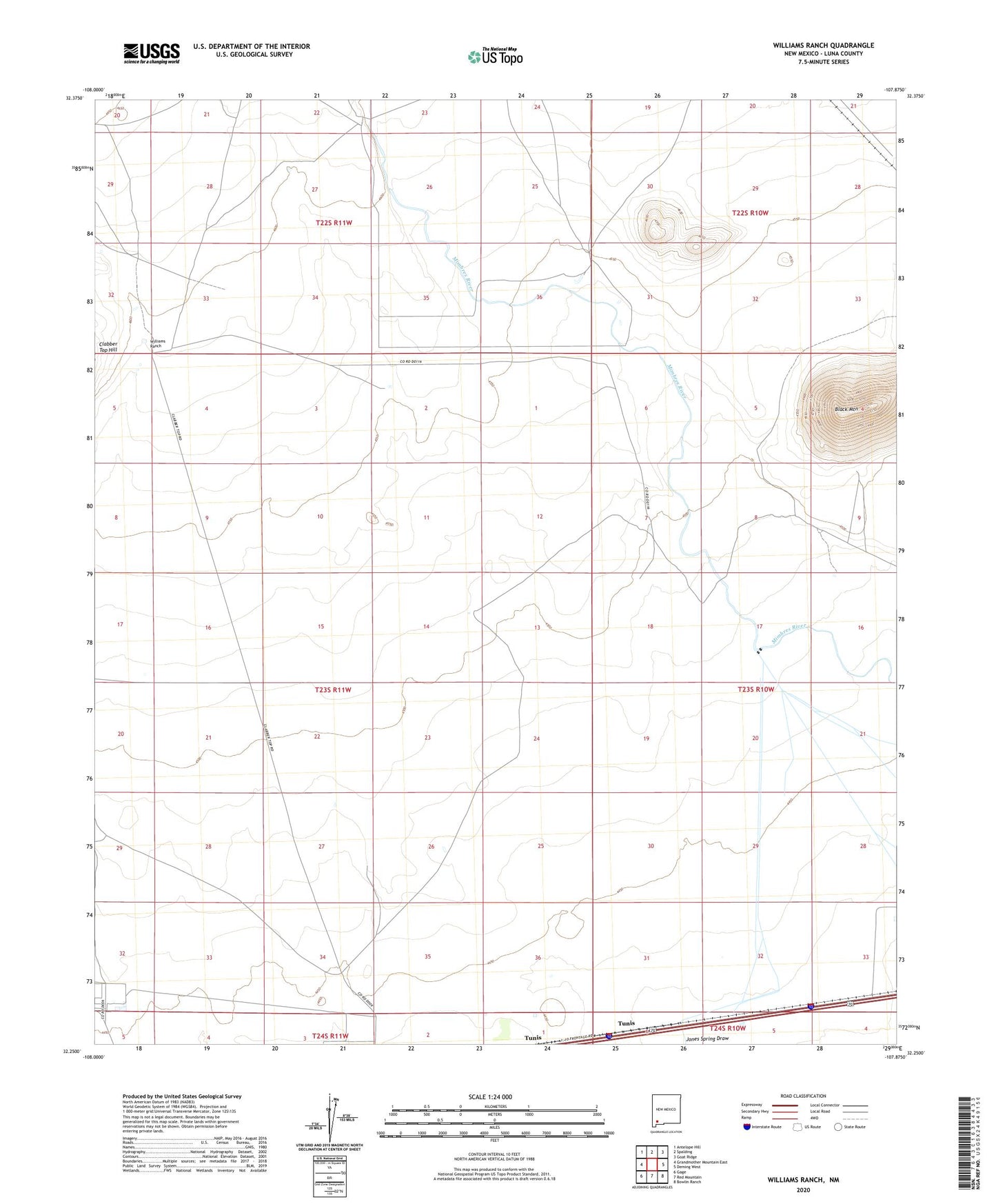 Williams Ranch New Mexico US Topo Map Image