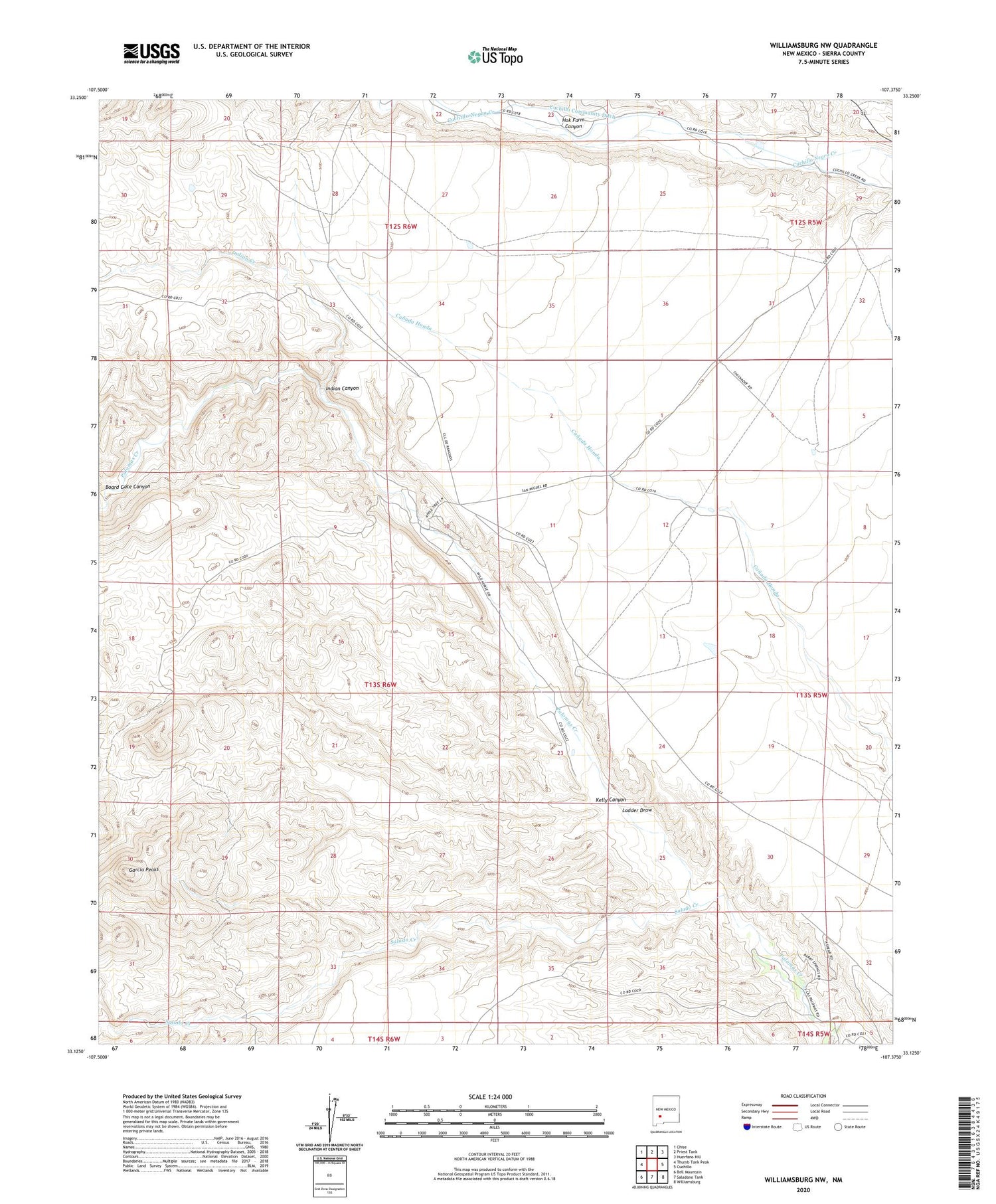 Williamsburg NW New Mexico US Topo Map Image