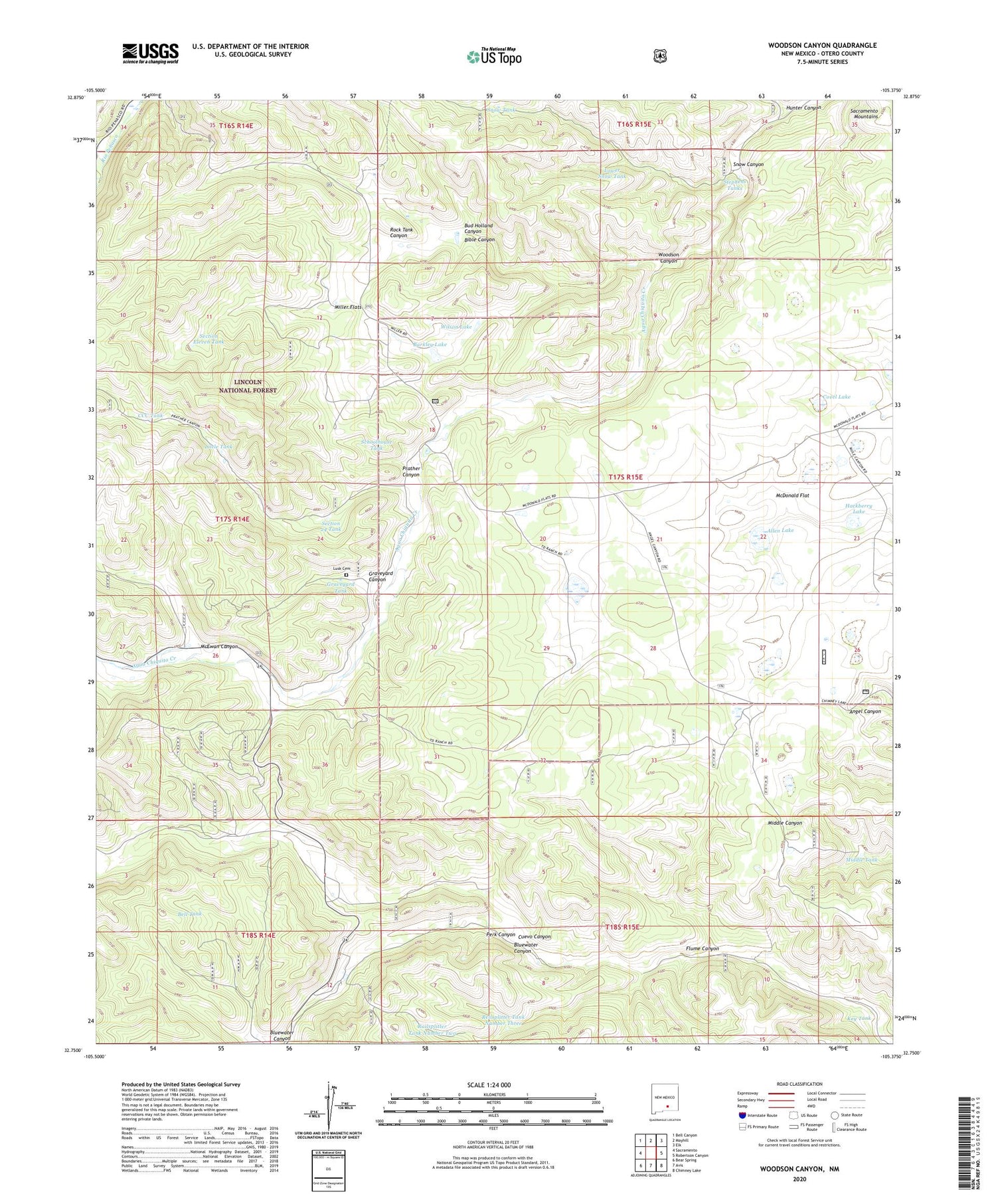 Woodson Canyon New Mexico US Topo Map Image