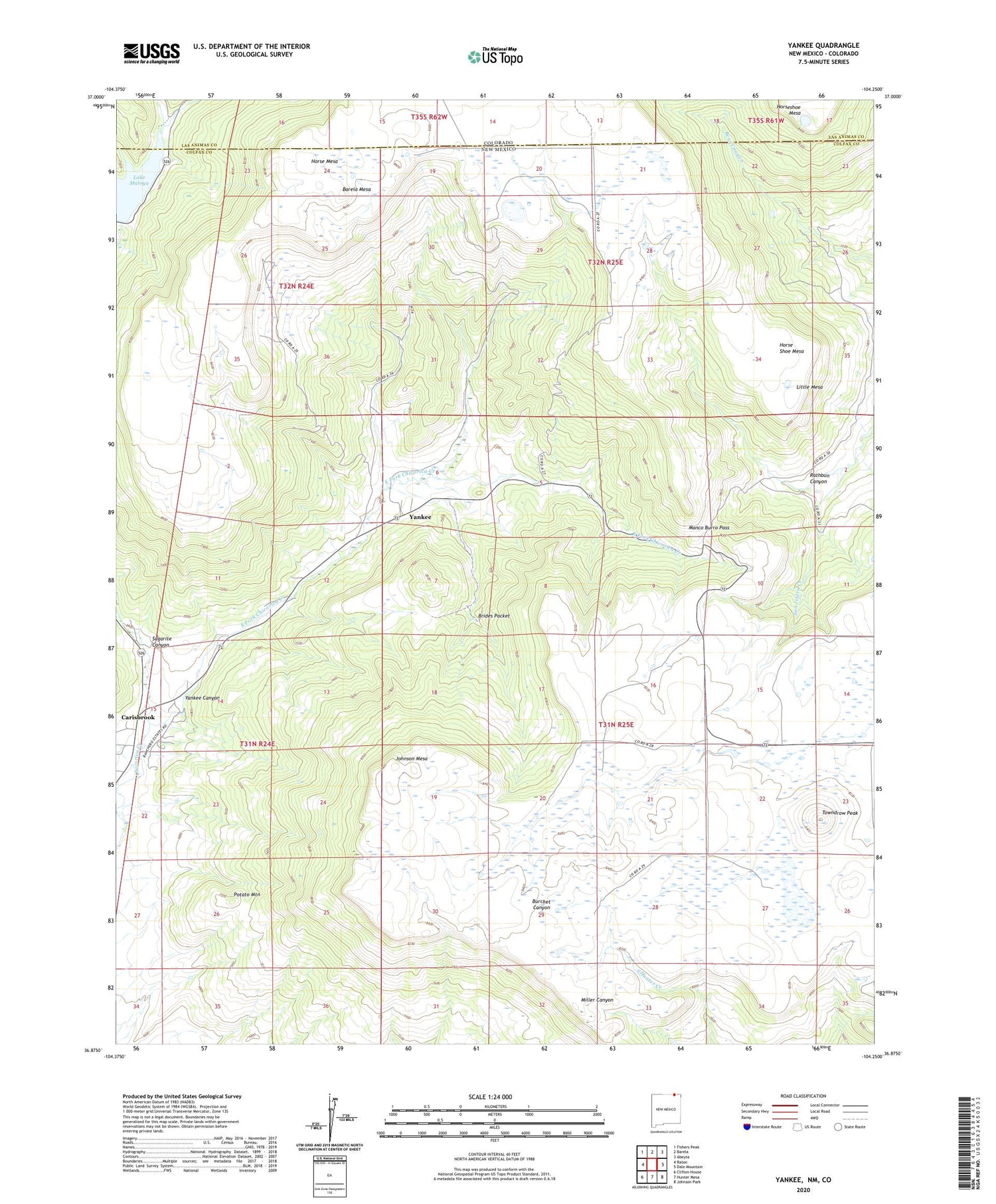 Yankee New Mexico US Topo Map Image