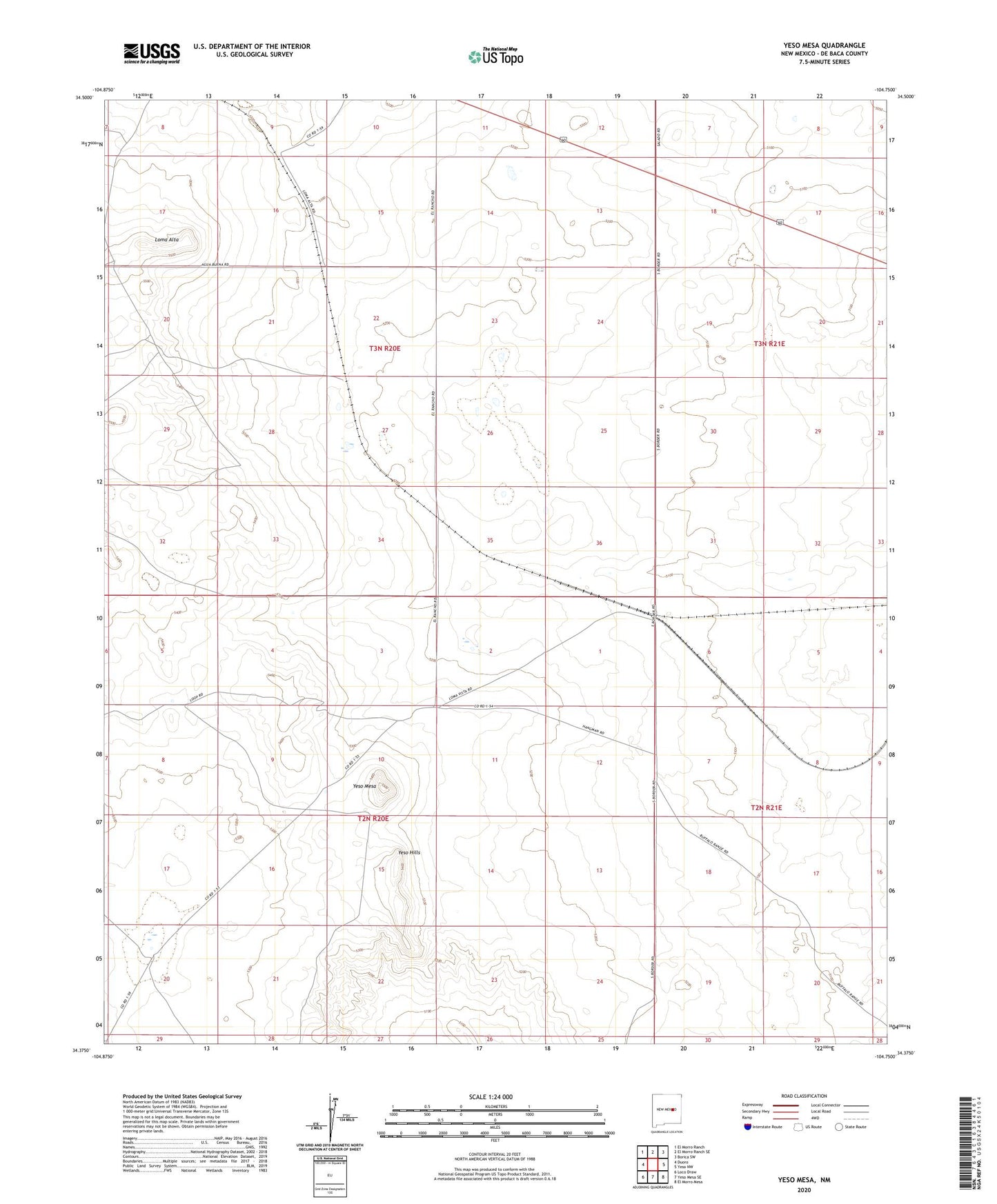 Yeso Mesa New Mexico US Topo Map Image