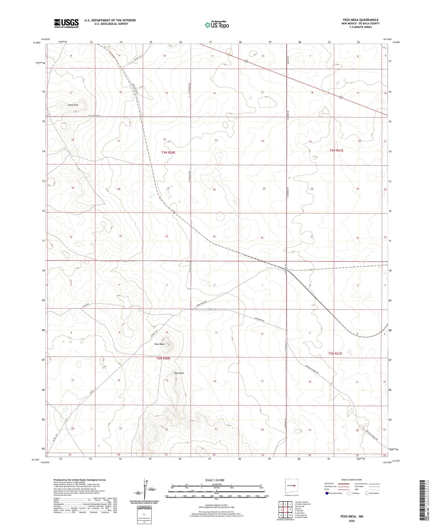Yeso Mesa New Mexico US Topo Map Image