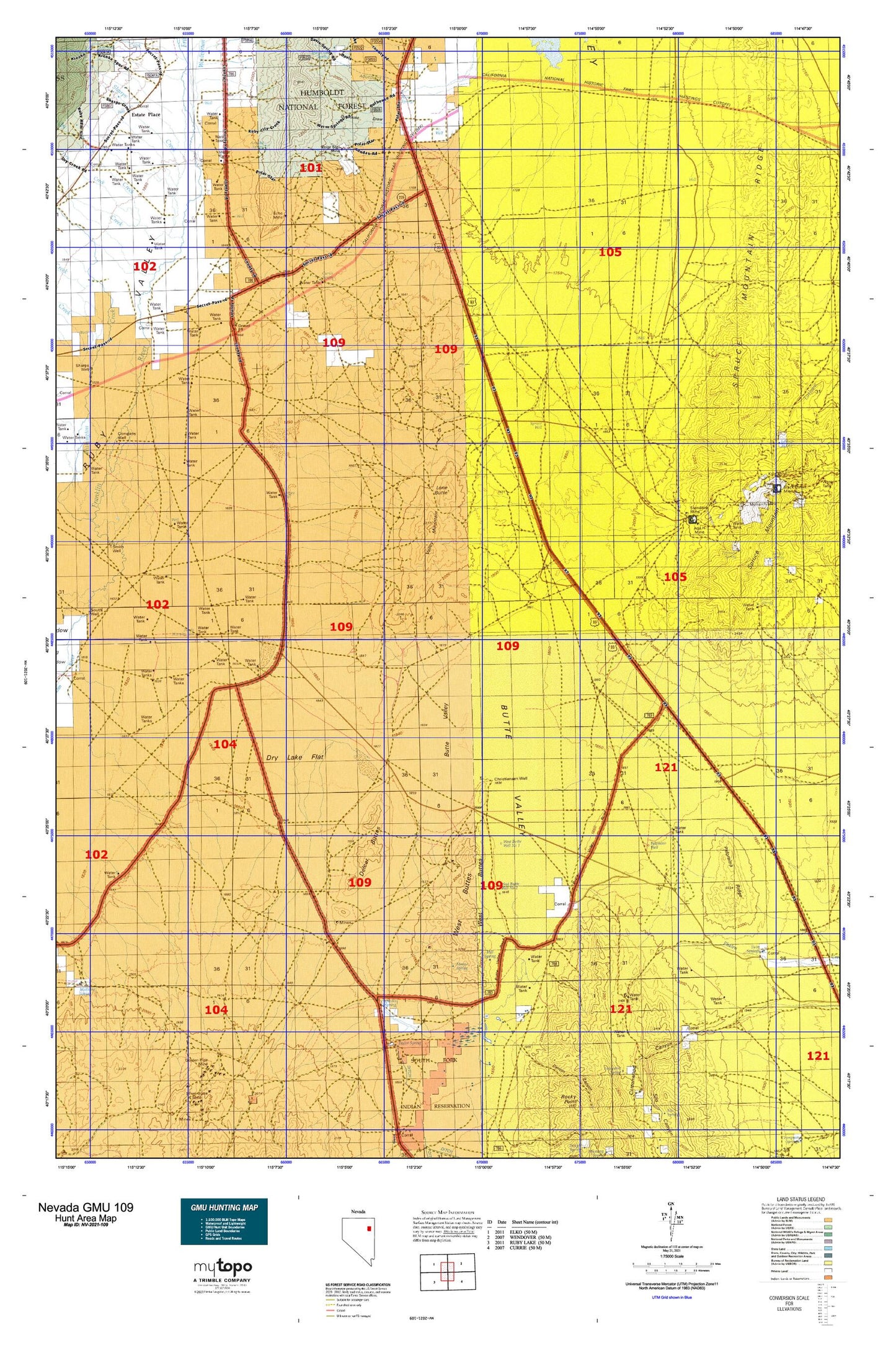 Nevada GMU 109 Map Image