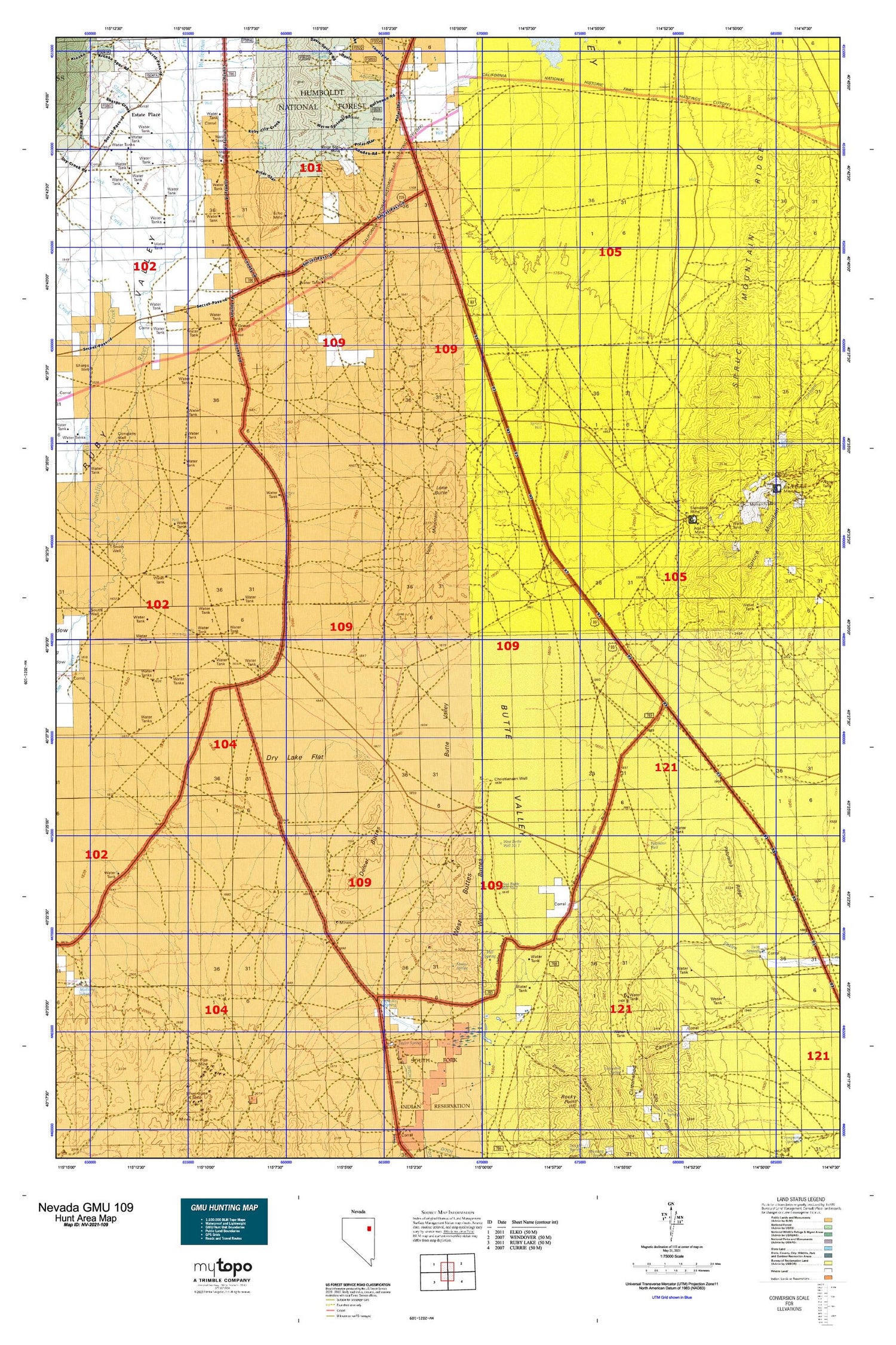 Nevada GMU 109 Map Image