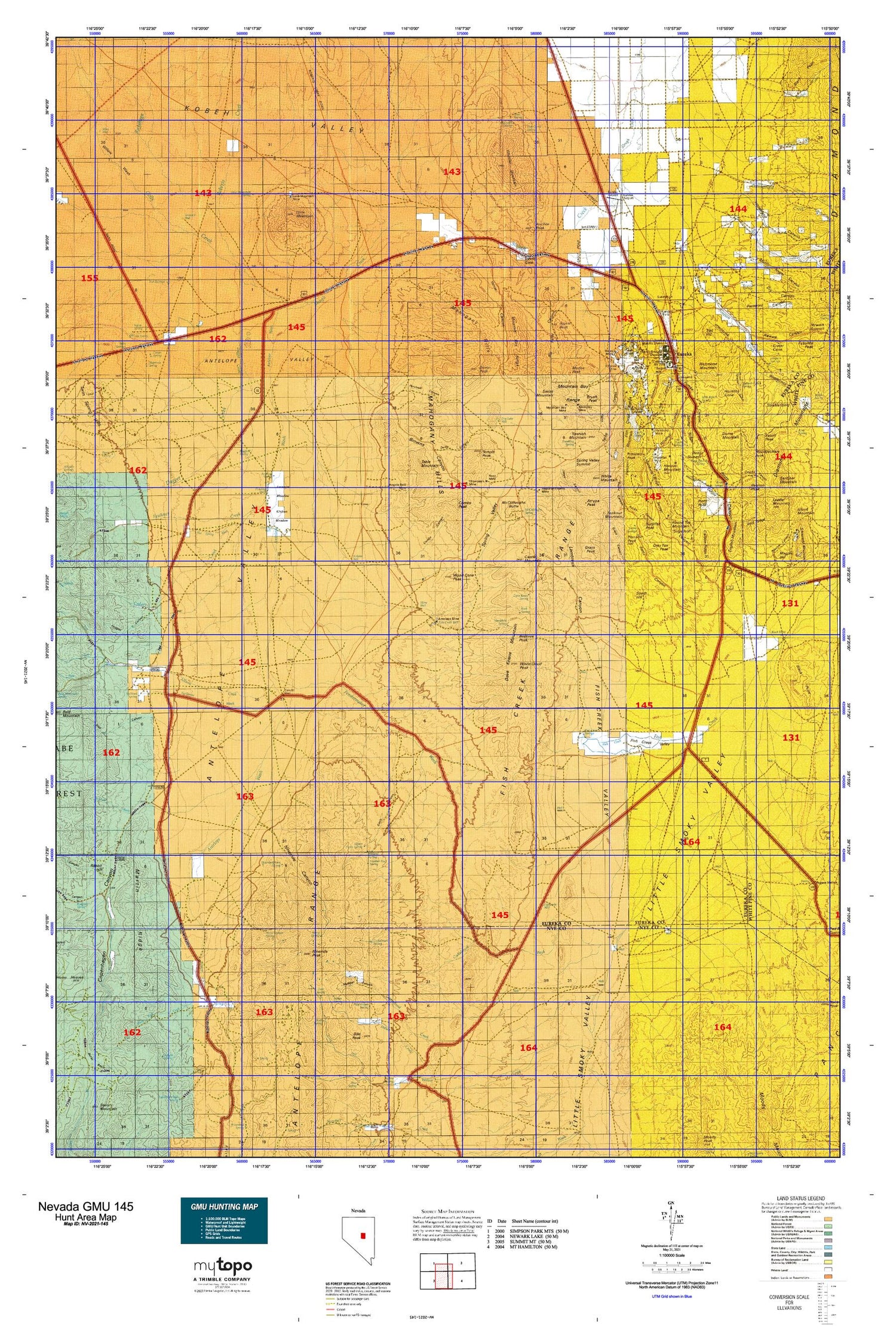 Nevada GMU 145 Map Image