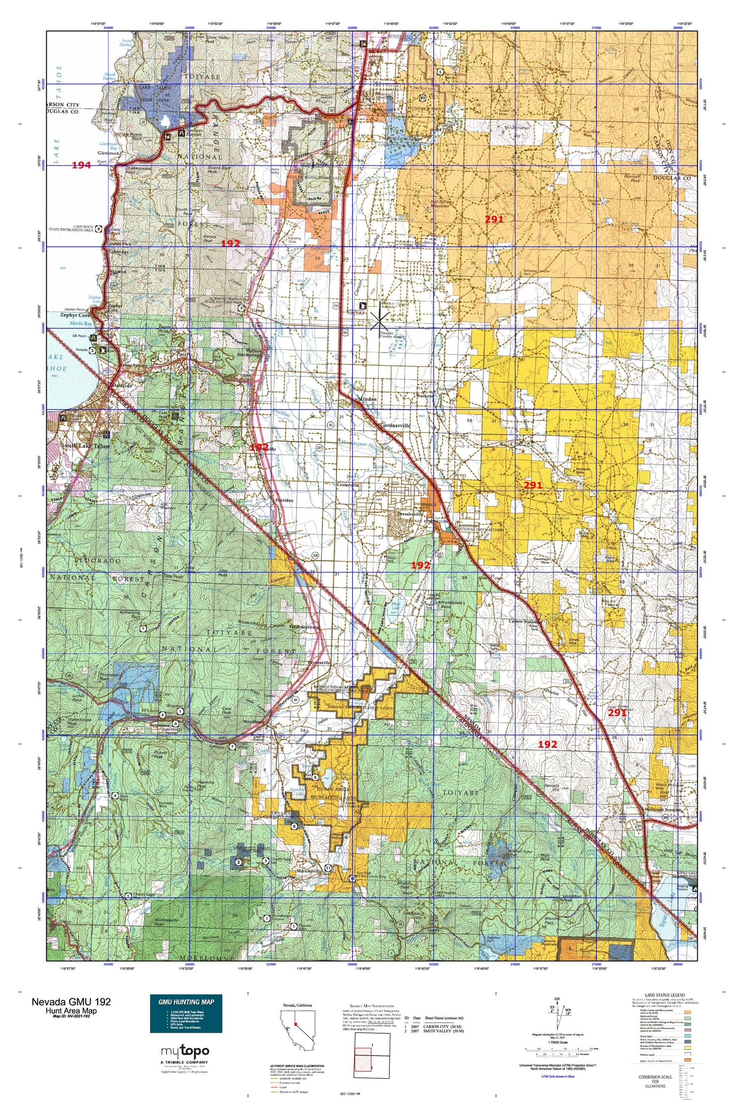 Nevada GMU 192 Map Image