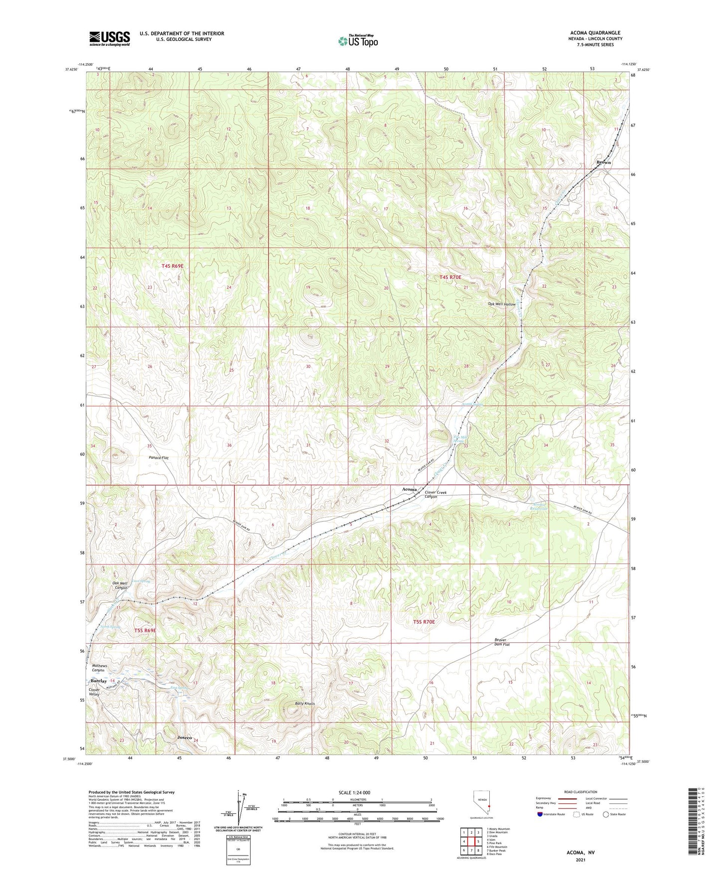 Acoma Nevada US Topo Map Image