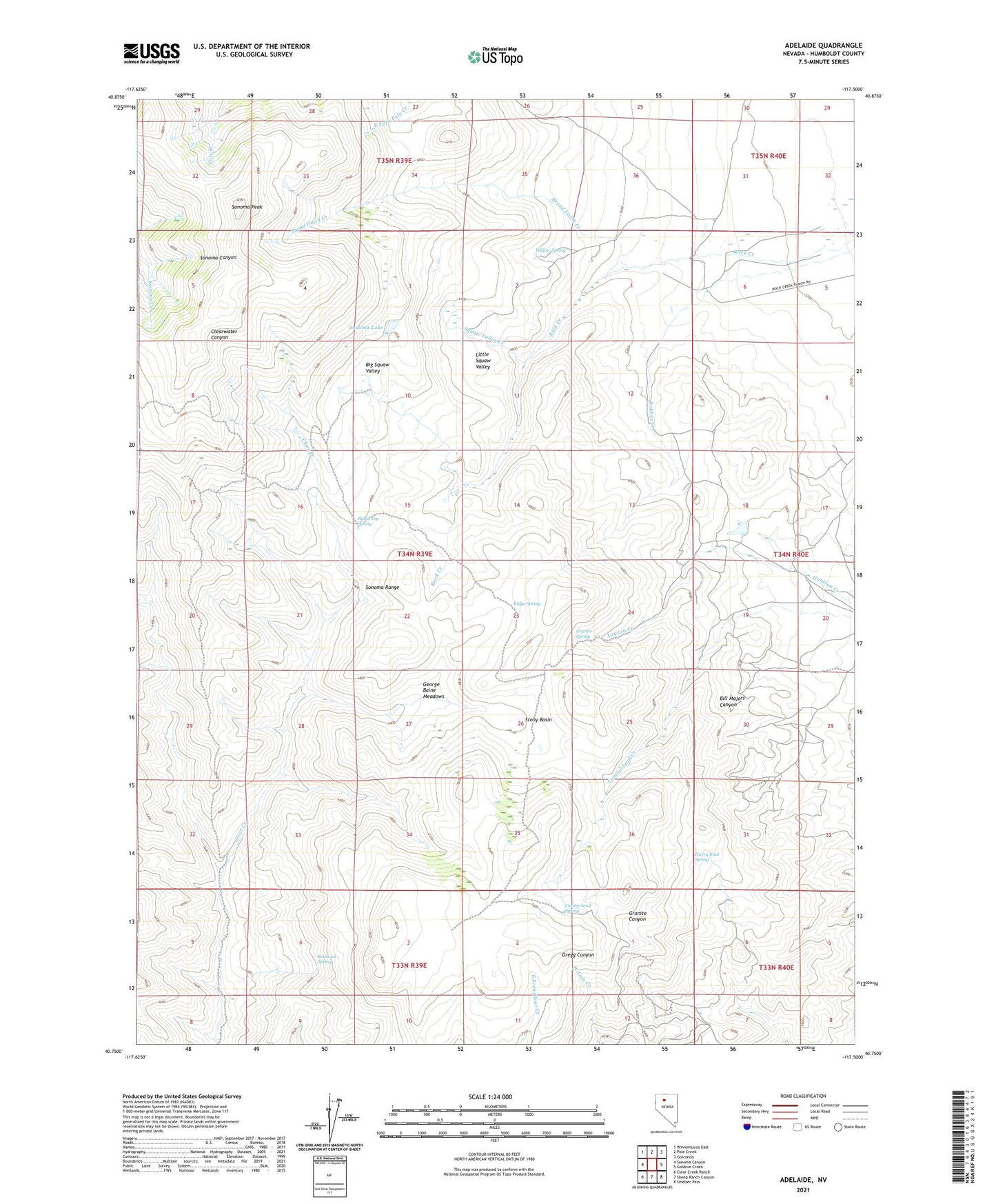 Adelaide Nevada US Topo Map Image