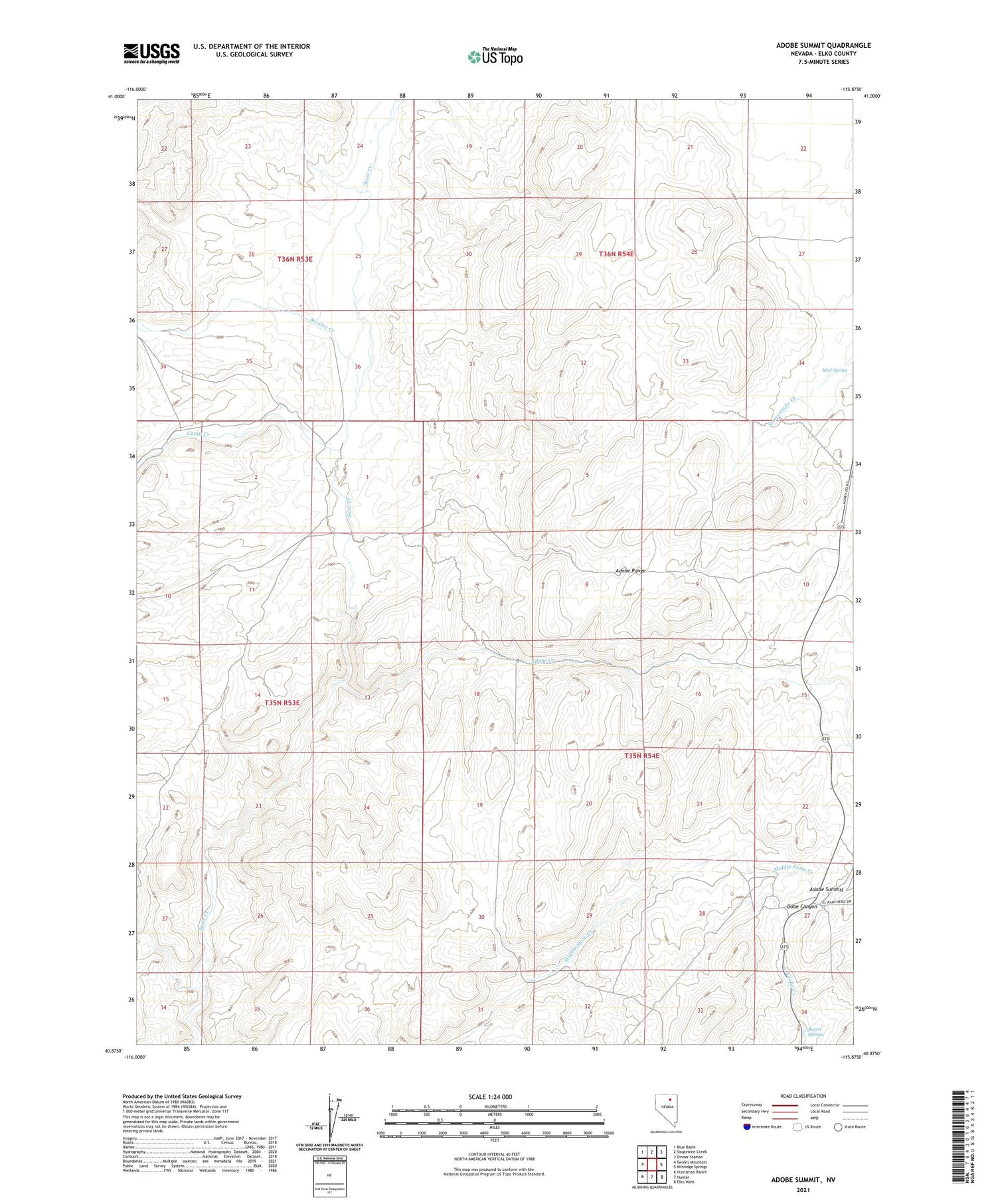 Adobe Summit Nevada US Topo Map Image