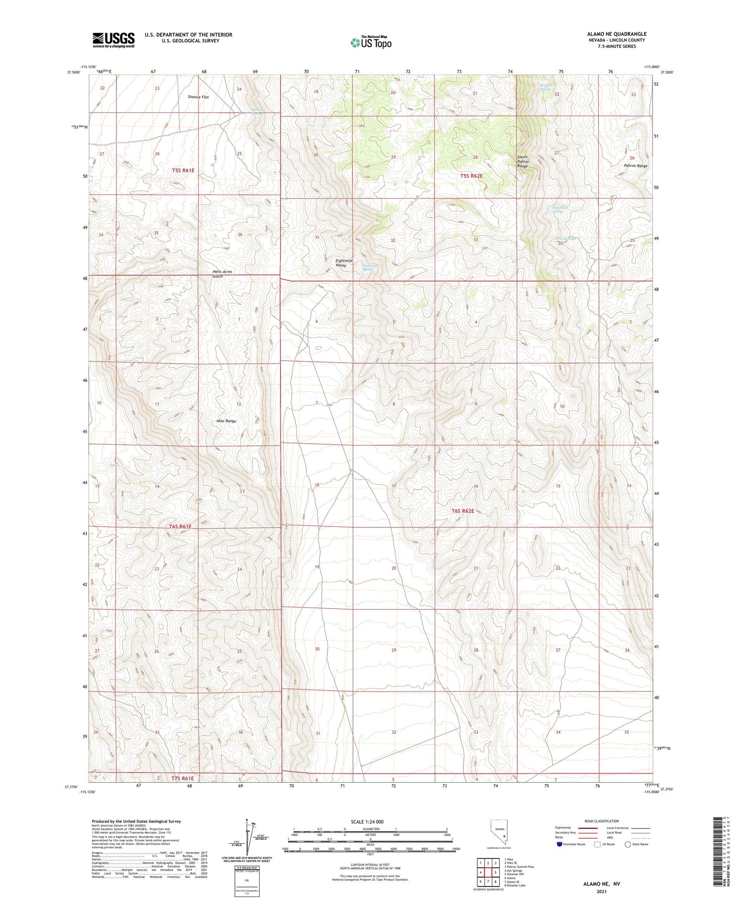 Alamo NE Nevada US Topo Map Image