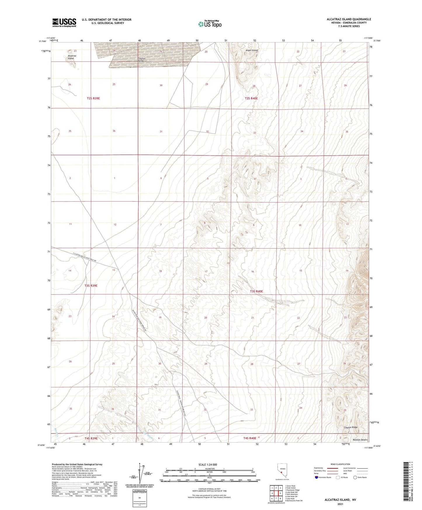 Alcatraz Island Nevada US Topo Map Image