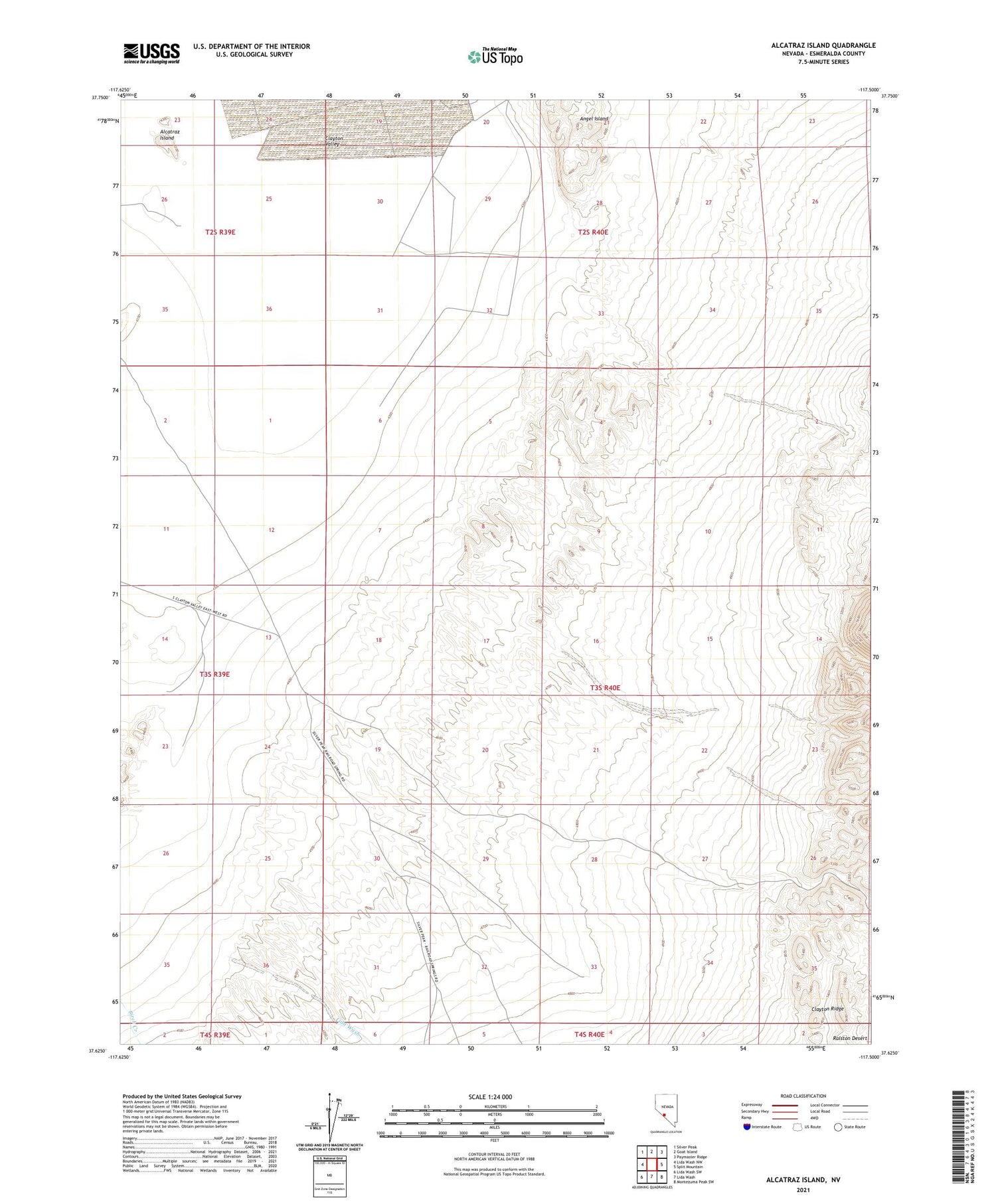 Alcatraz Island Nevada US Topo Map Image