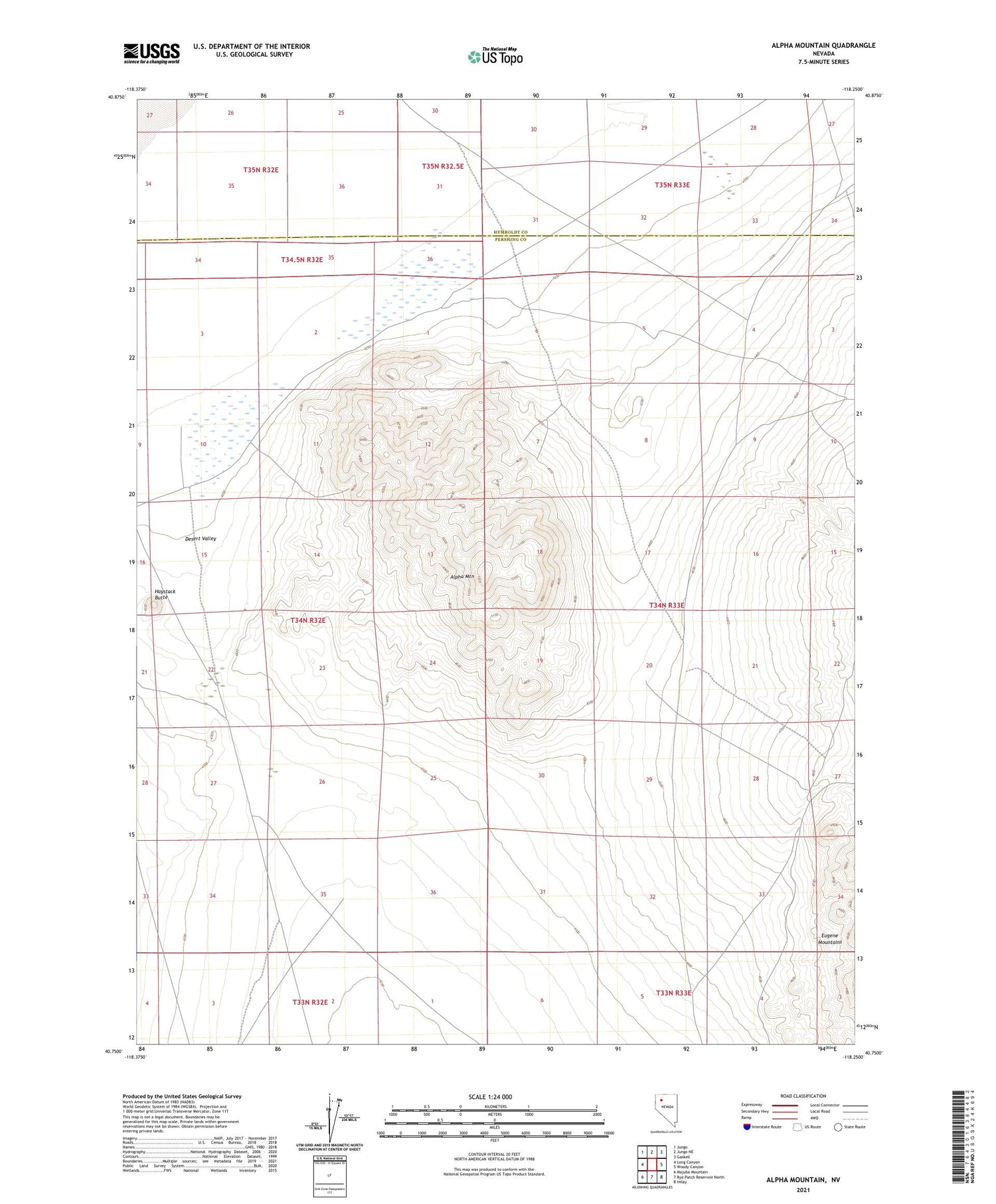 Alpha Mountain Nevada US Topo Map Image