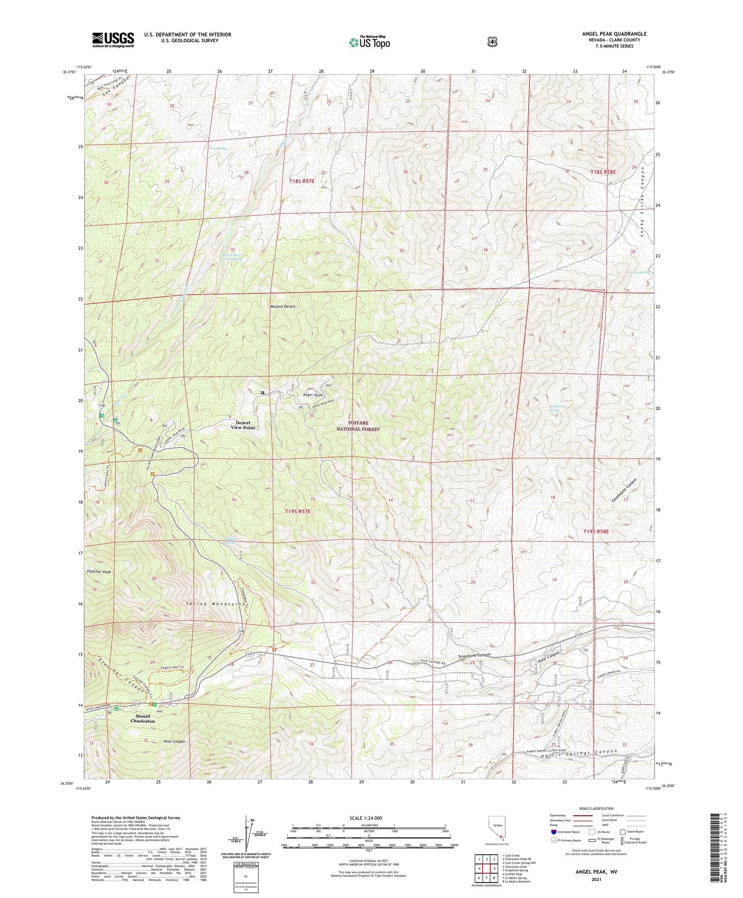 Angel Peak Nevada US Topo Map Image