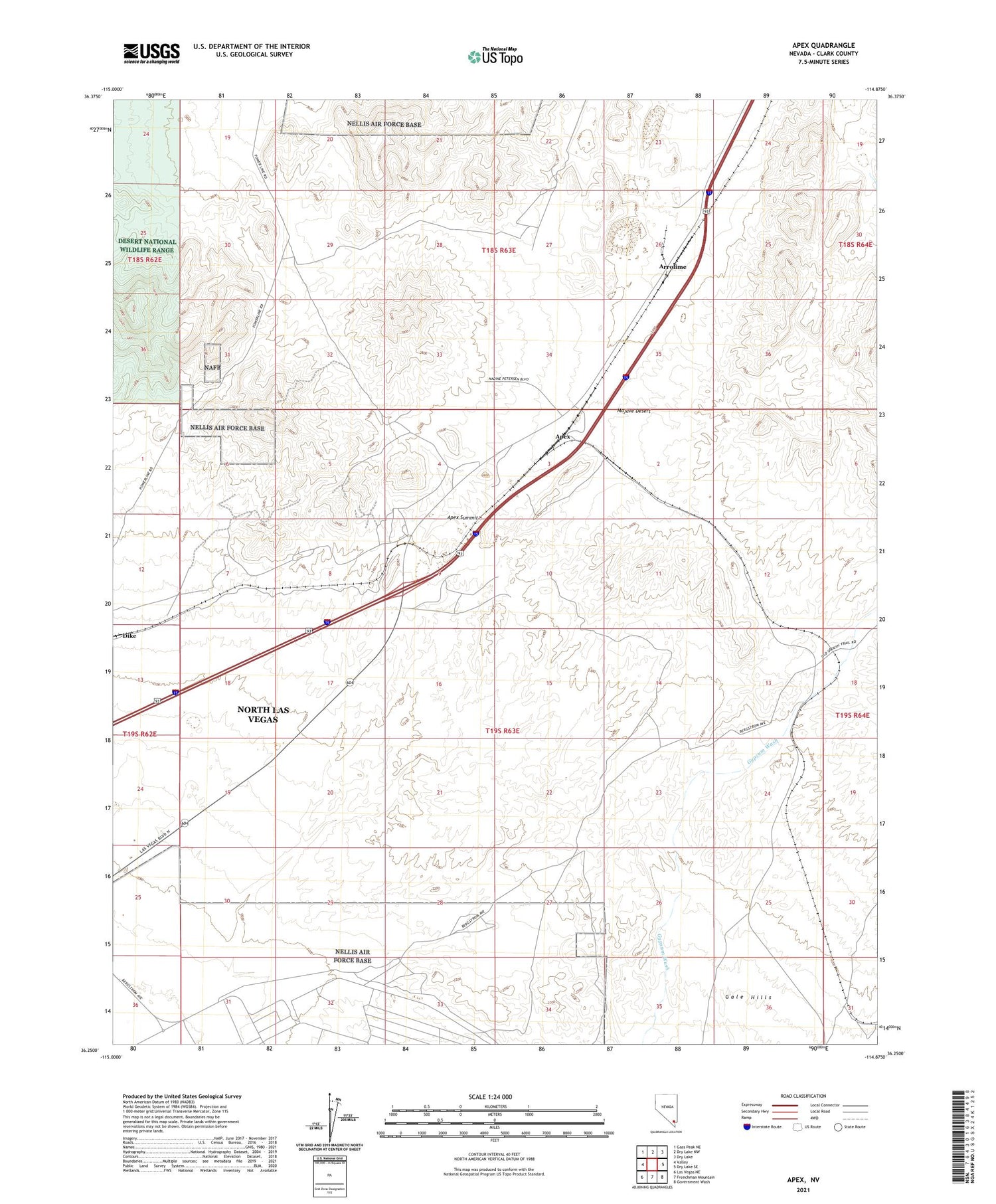 Apex Nevada US Topo Map Image