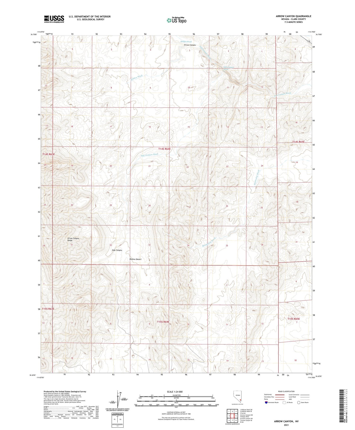 Arrow Canyon Nevada US Topo Map Image
