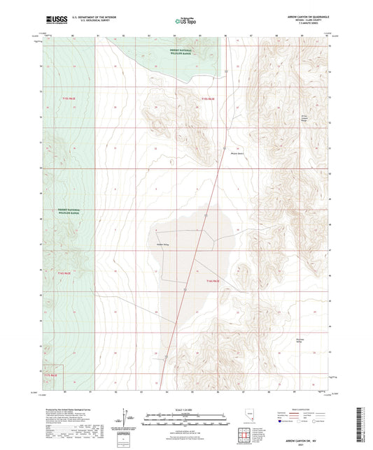 Arrow Canyon SW Nevada US Topo Map Image