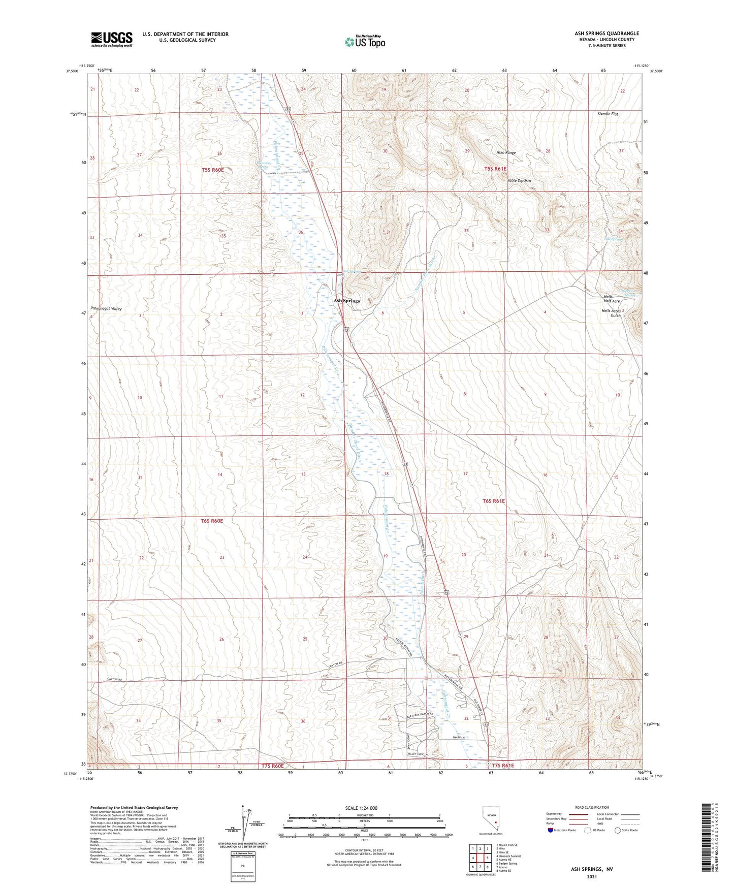 Ash Springs Nevada US Topo Map Image