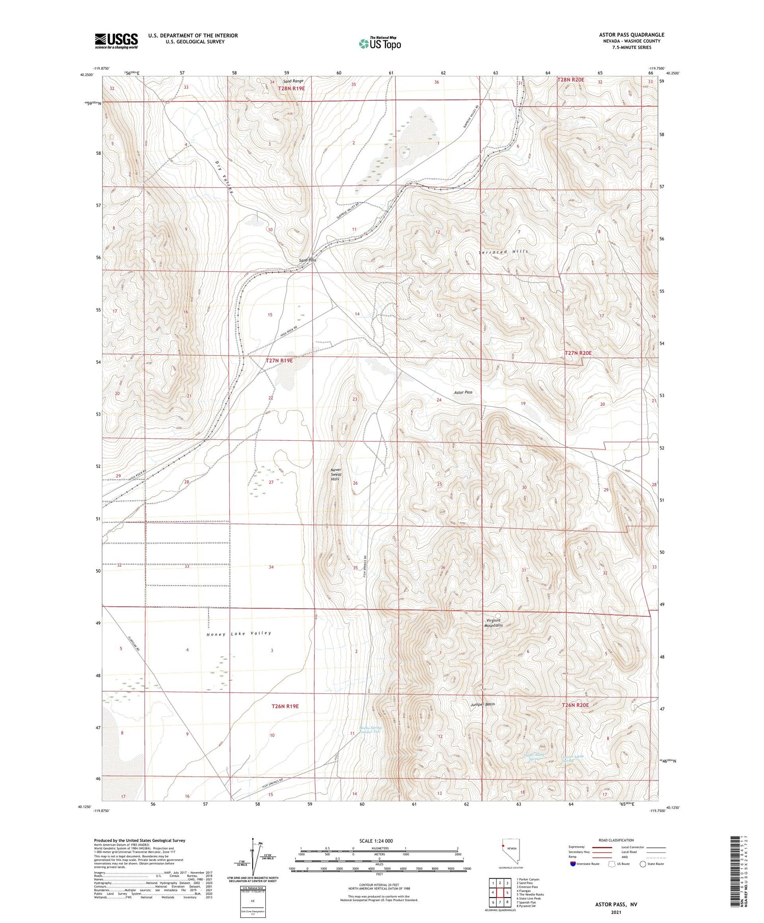 Astor Pass Nevada US Topo Map Image