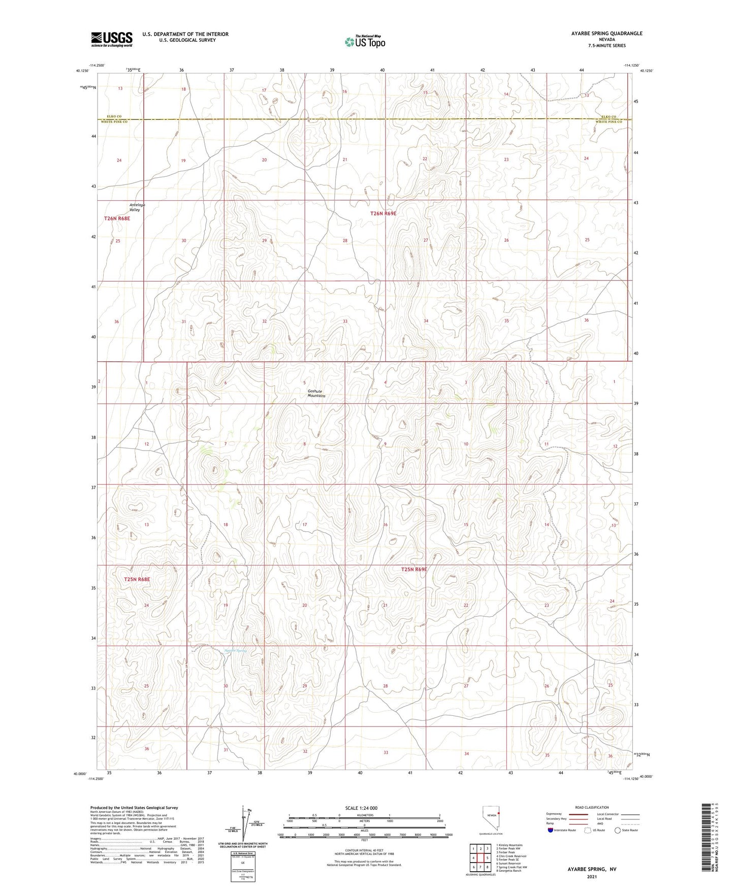 Ayarbe Spring Nevada US Topo Map Image