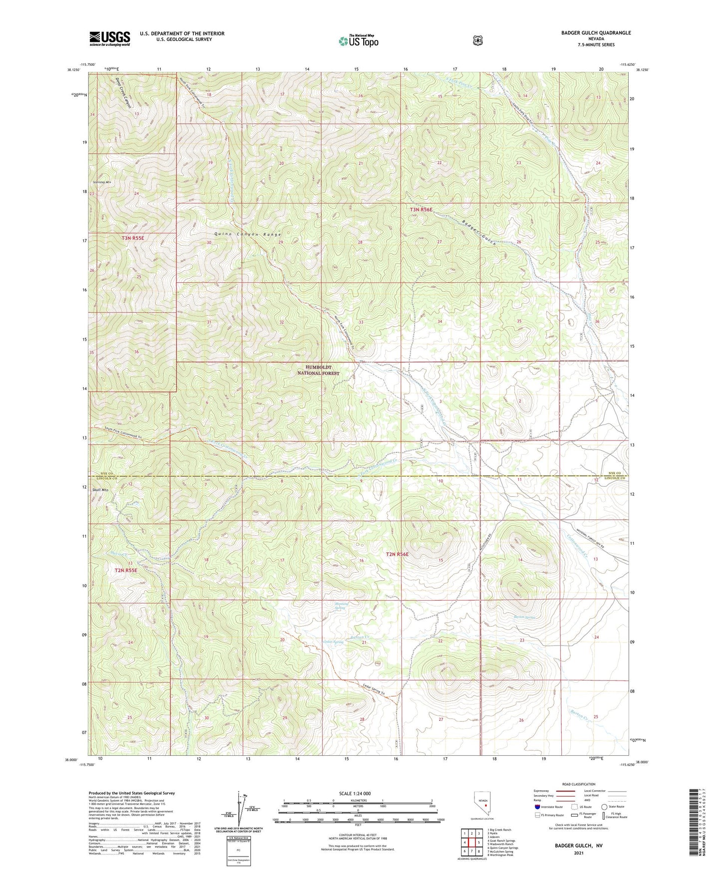 Badger Gulch Nevada US Topo Map Image