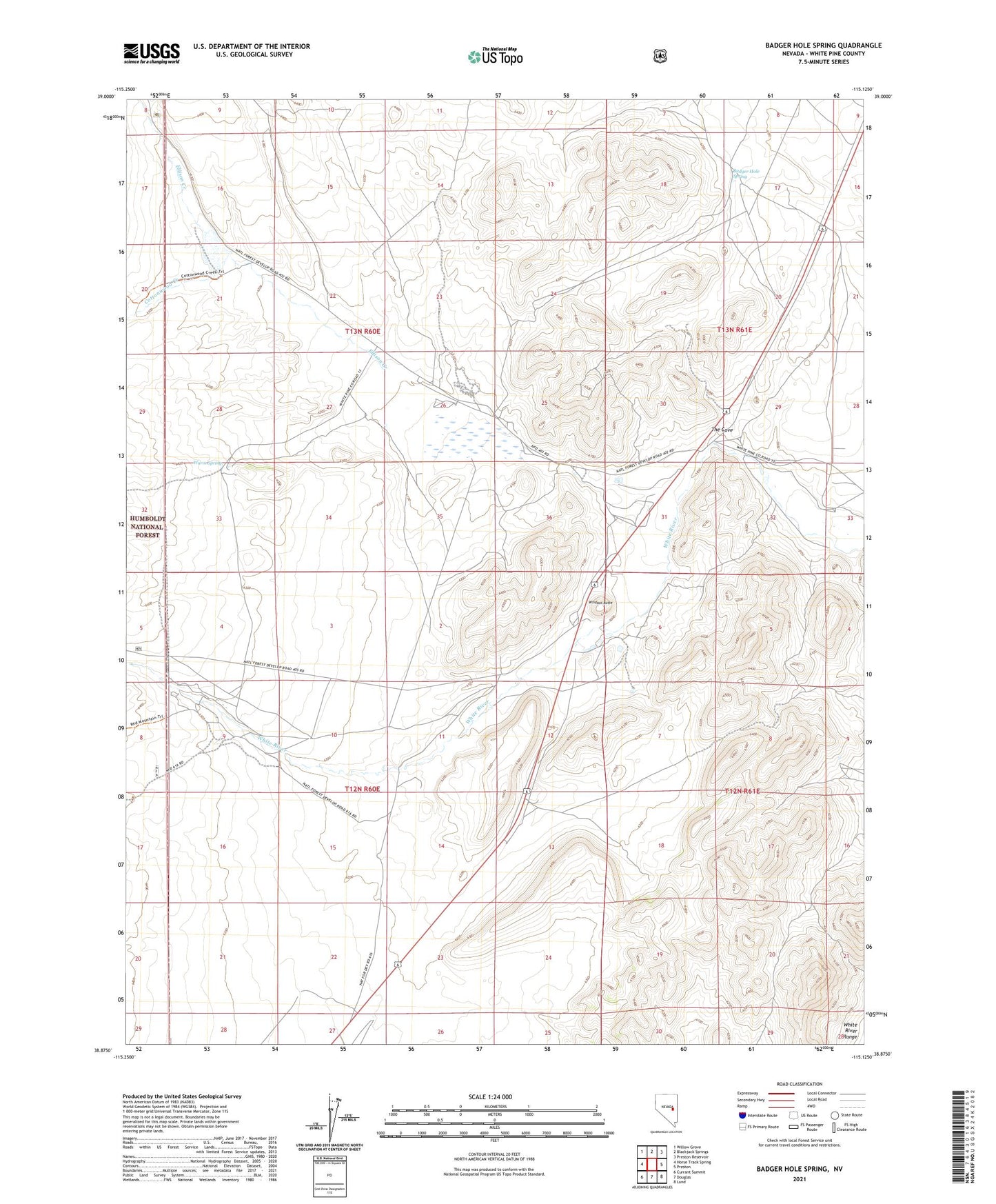 Badger Hole Spring Nevada US Topo Map Image