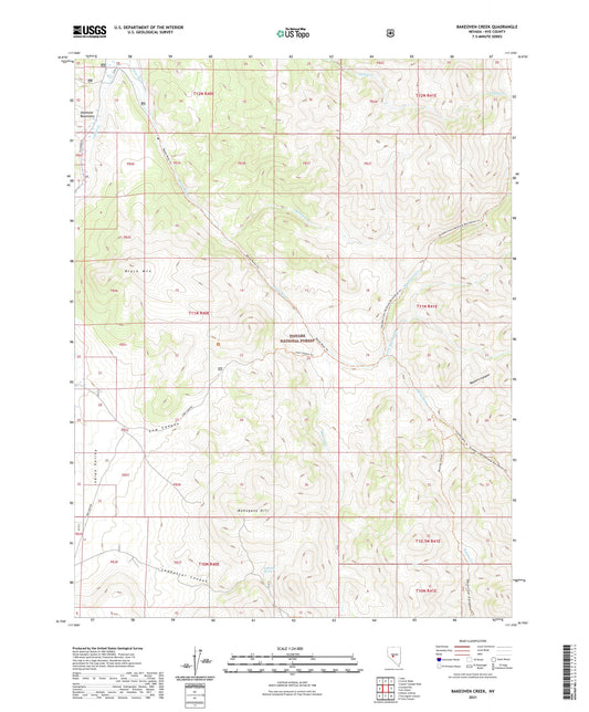 Bakeoven Creek Nevada US Topo Map Image