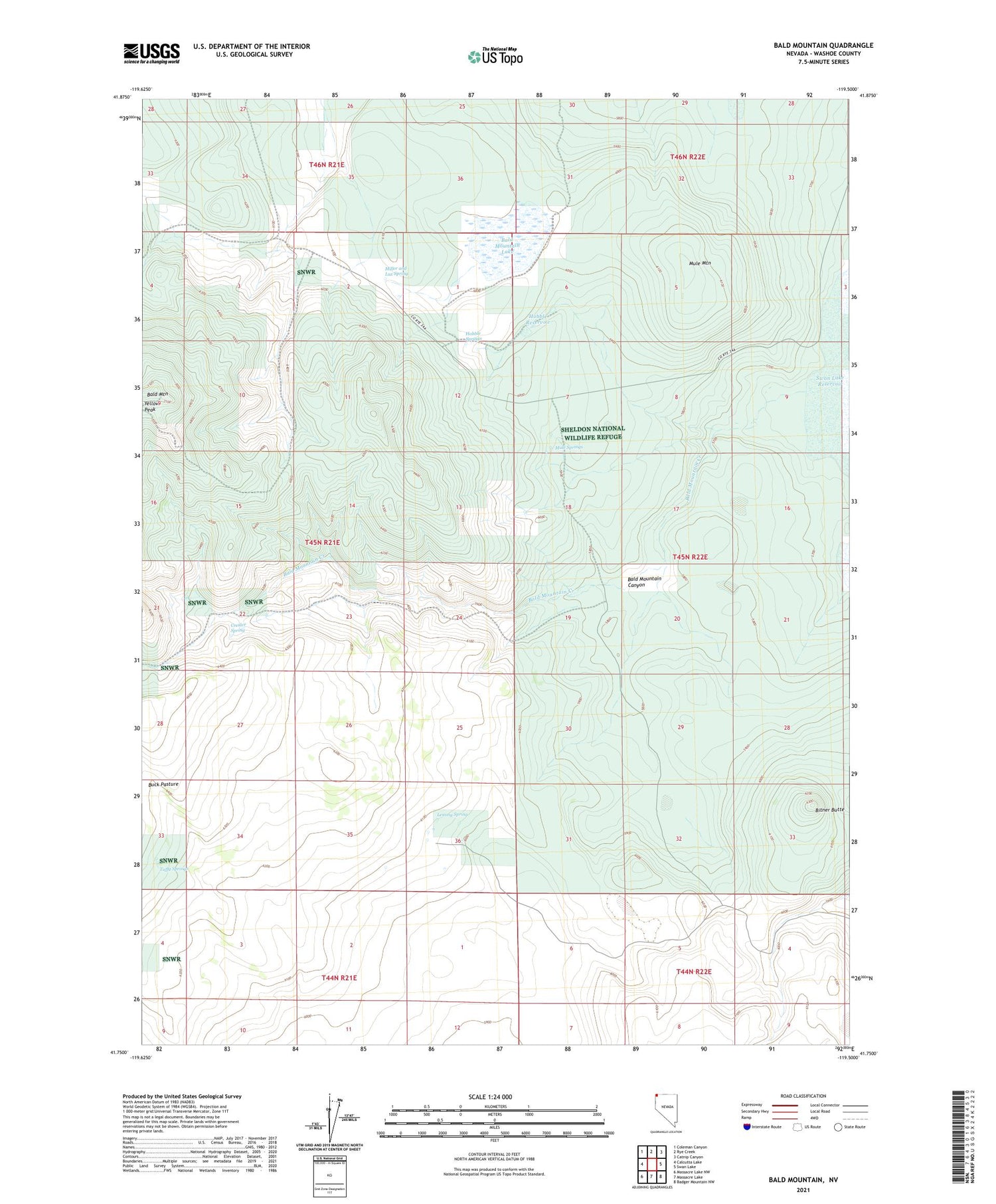 Bald Mountain Nevada US Topo Map Image
