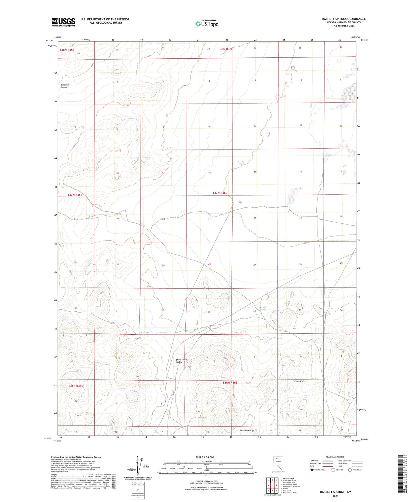 Barrett Springs Nevada US Topo Map Image