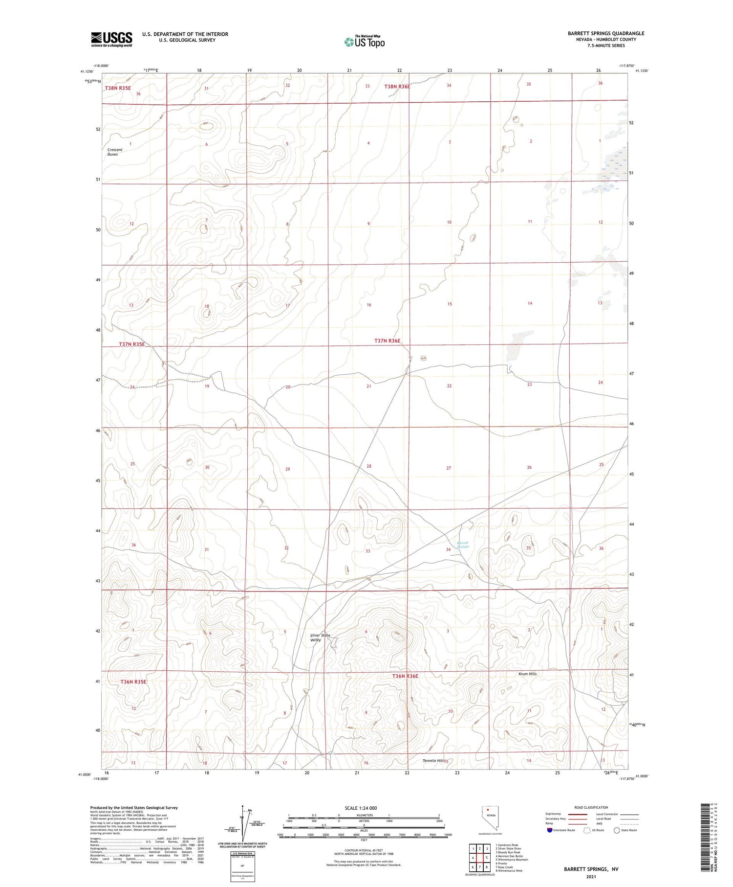 Barrett Springs Nevada US Topo Map Image