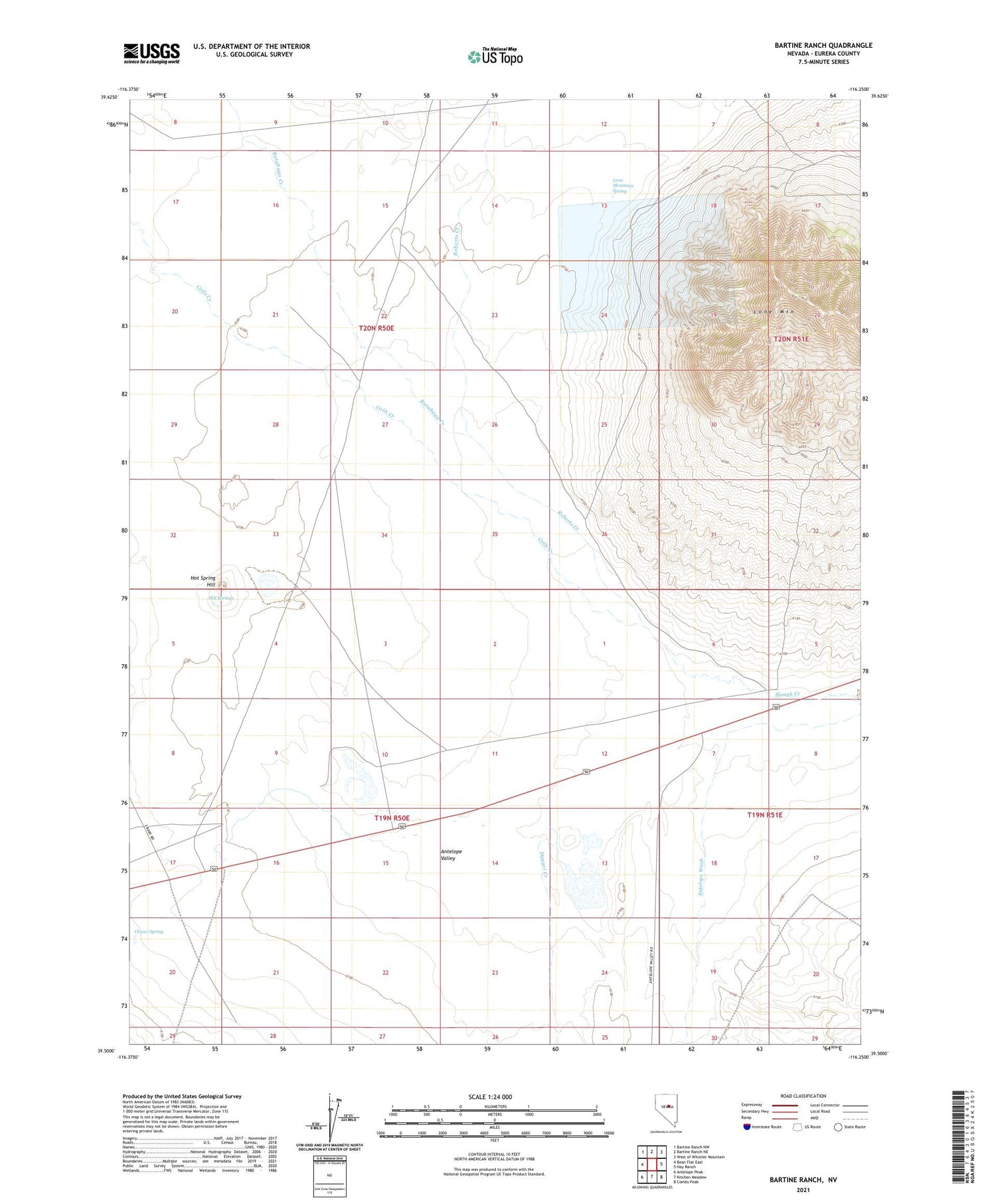 Bartine Ranch Nevada US Topo Map Image