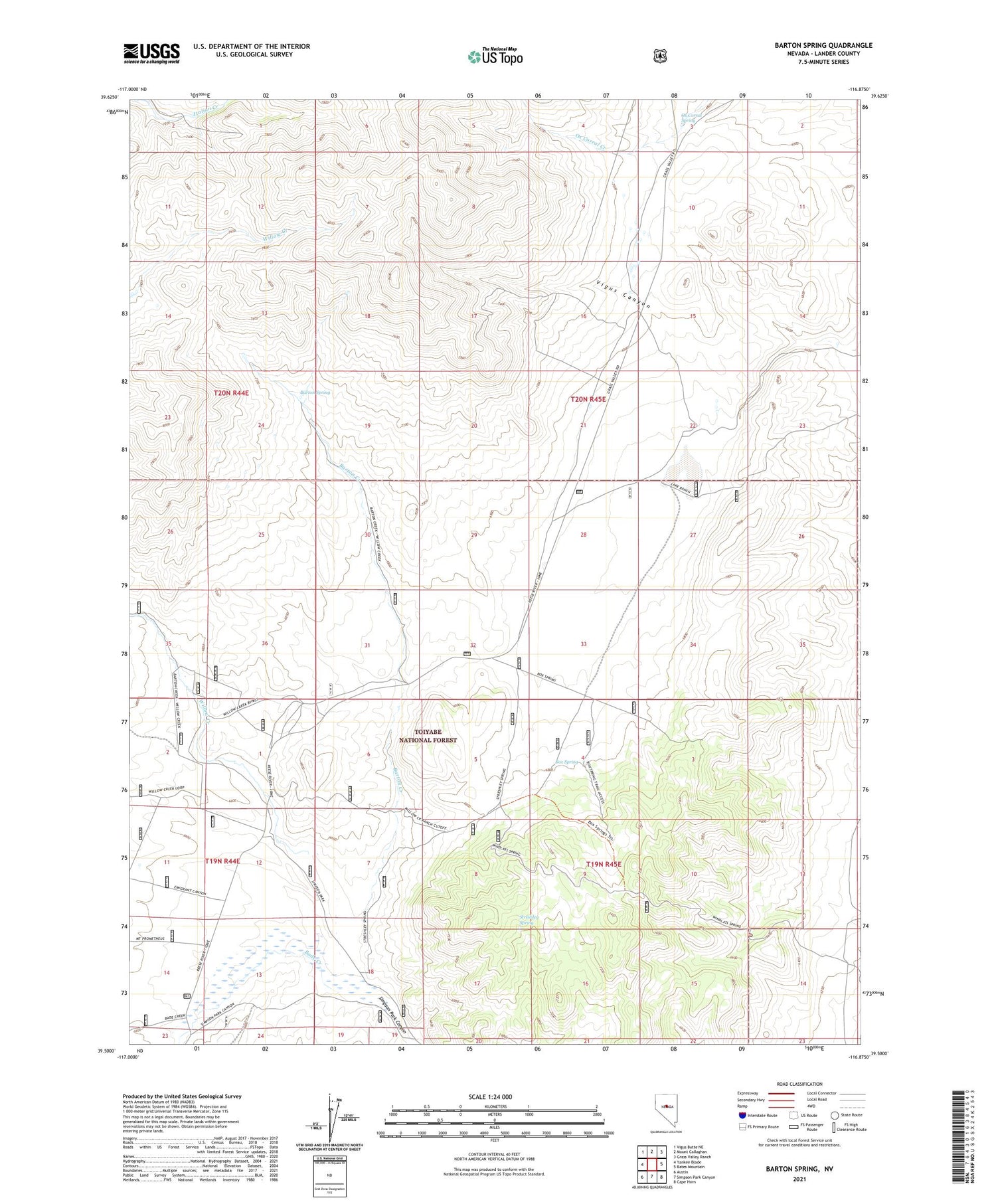 Barton Spring Nevada US Topo Map Image
