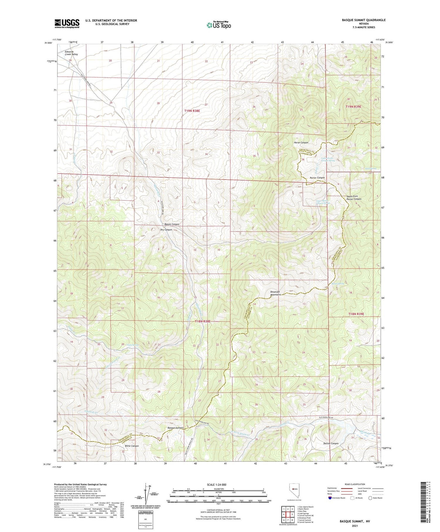 Basque Summit Nevada US Topo Map Image