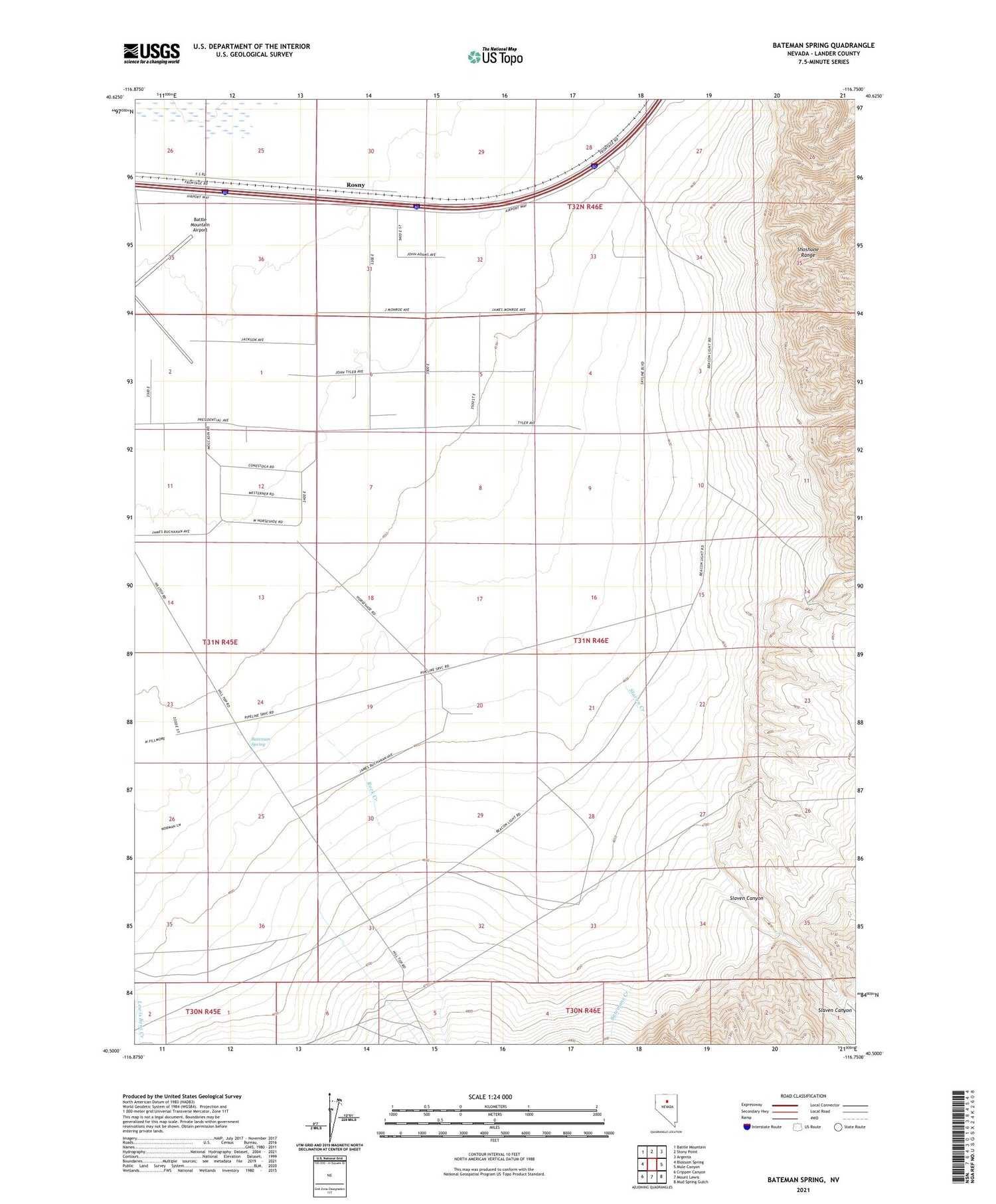 Bateman Spring Nevada US Topo Map Image