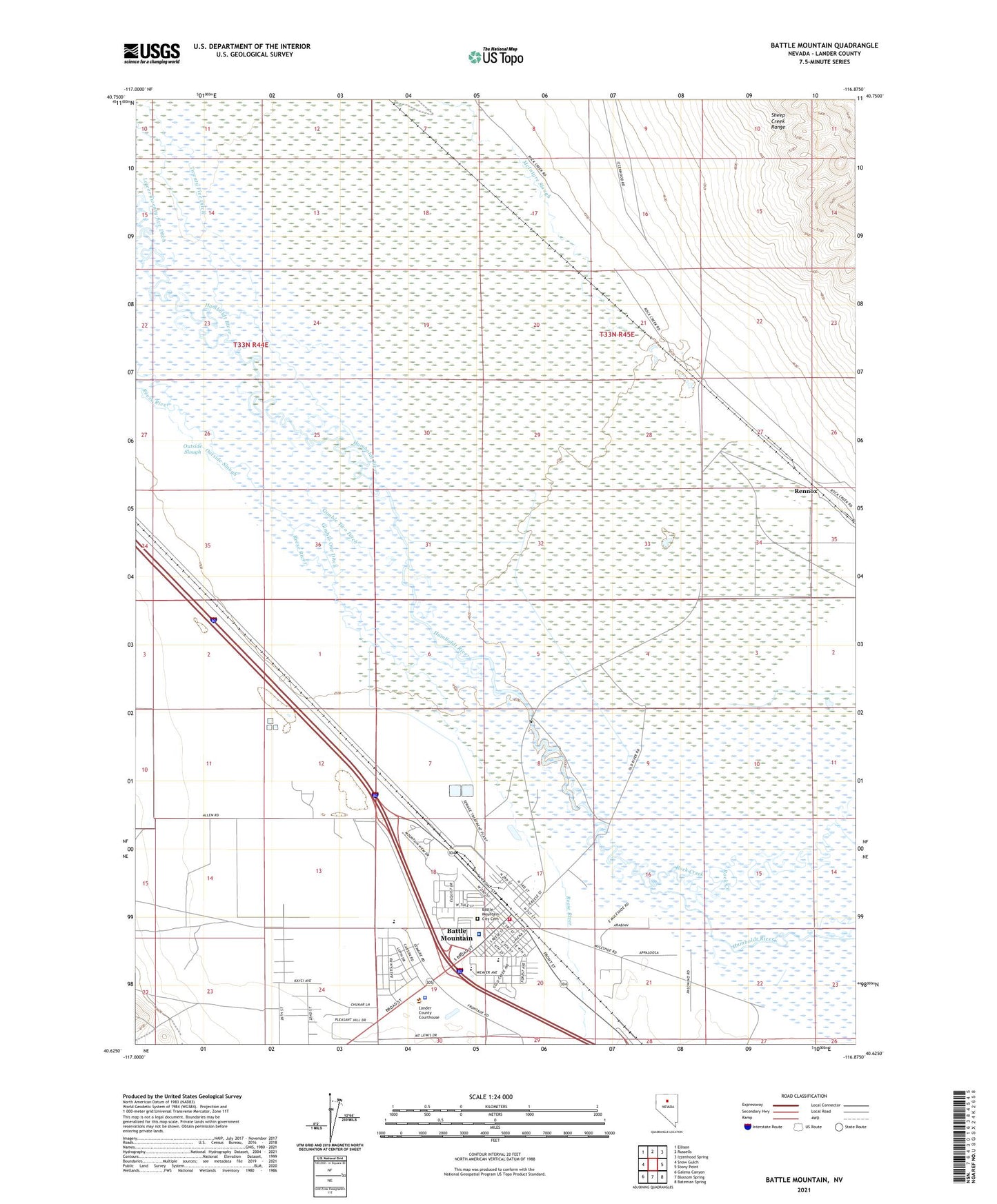 Battle Mountain Nevada US Topo Map Image