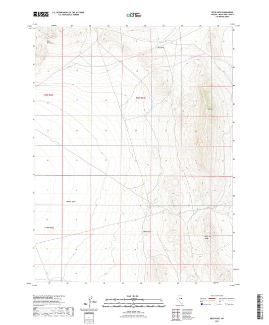 Beck Pass Nevada US Topo Map Image