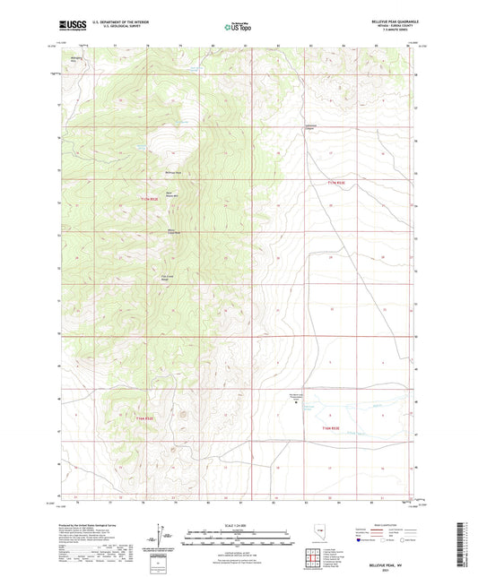Bellevue Peak Nevada US Topo Map Image