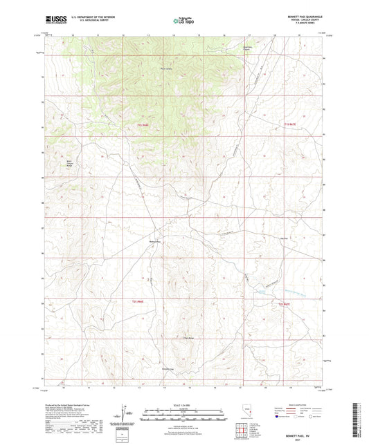 Bennett Pass Nevada US Topo Map Image