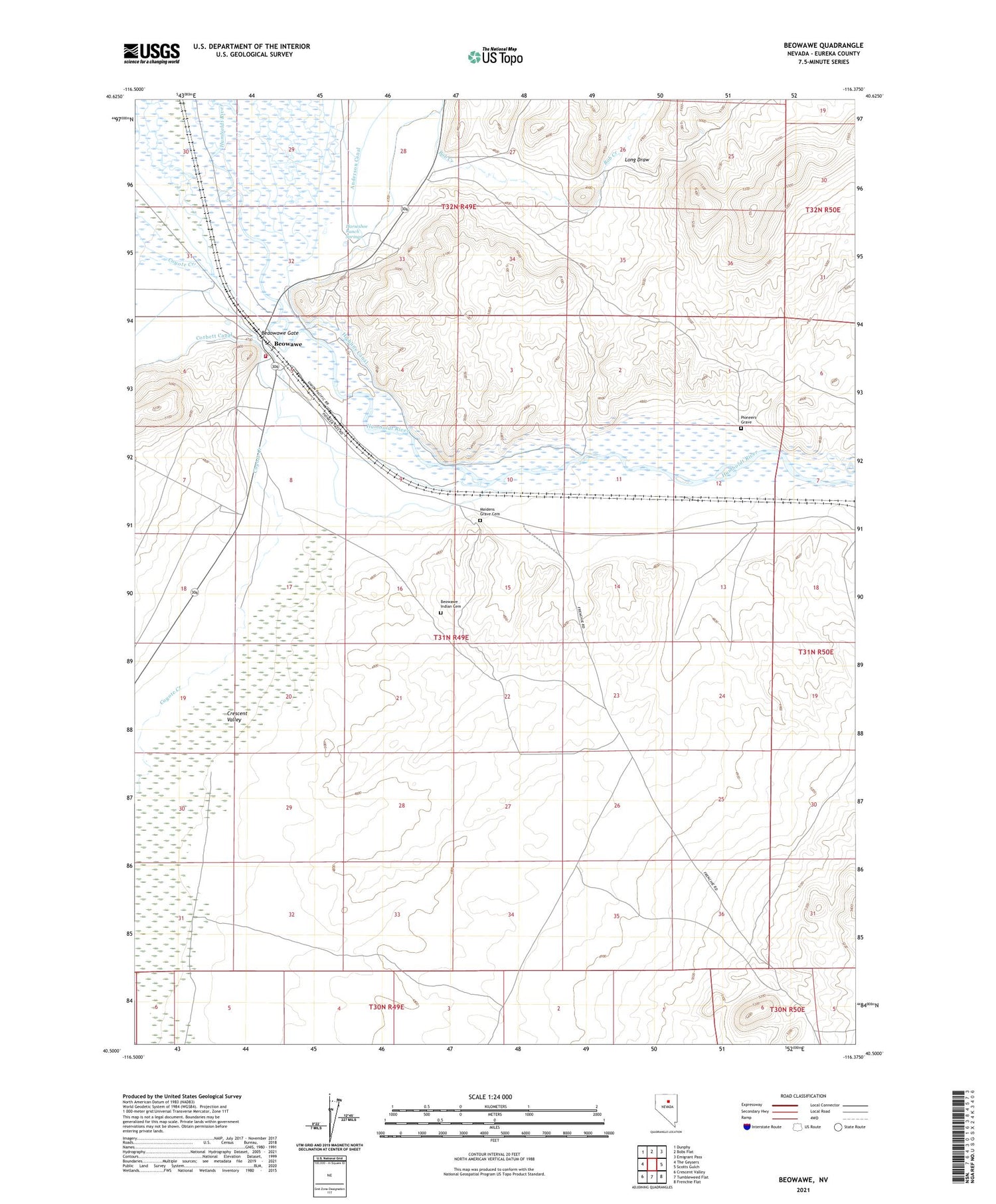 Beowawe Nevada US Topo Map Image
