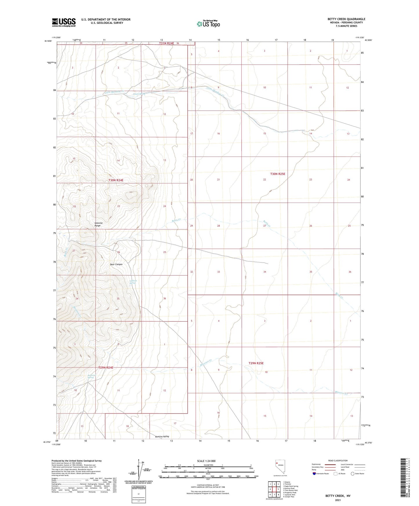 Betty Creek Nevada US Topo Map Image