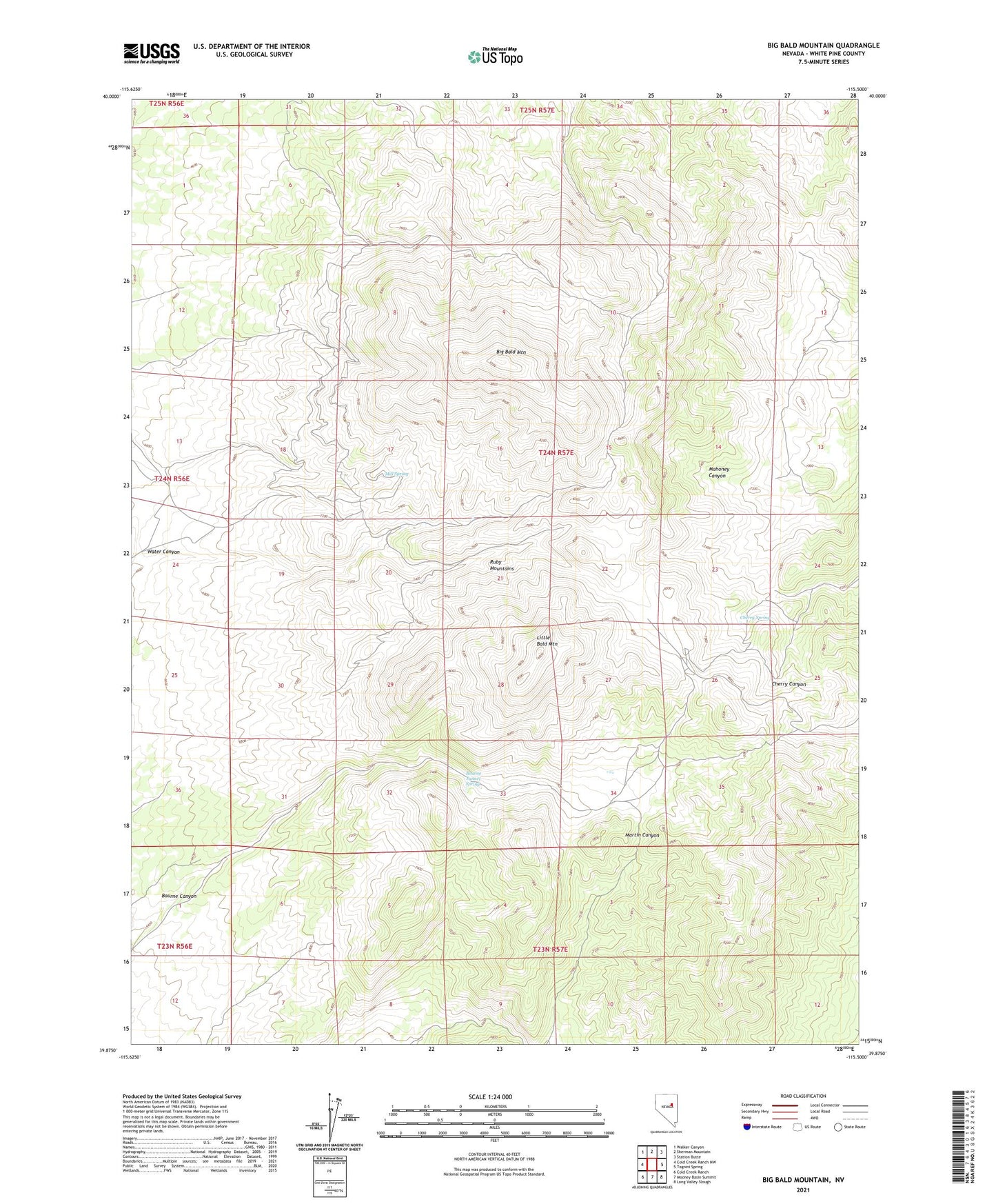 Big Bald Mountain Nevada US Topo Map Image