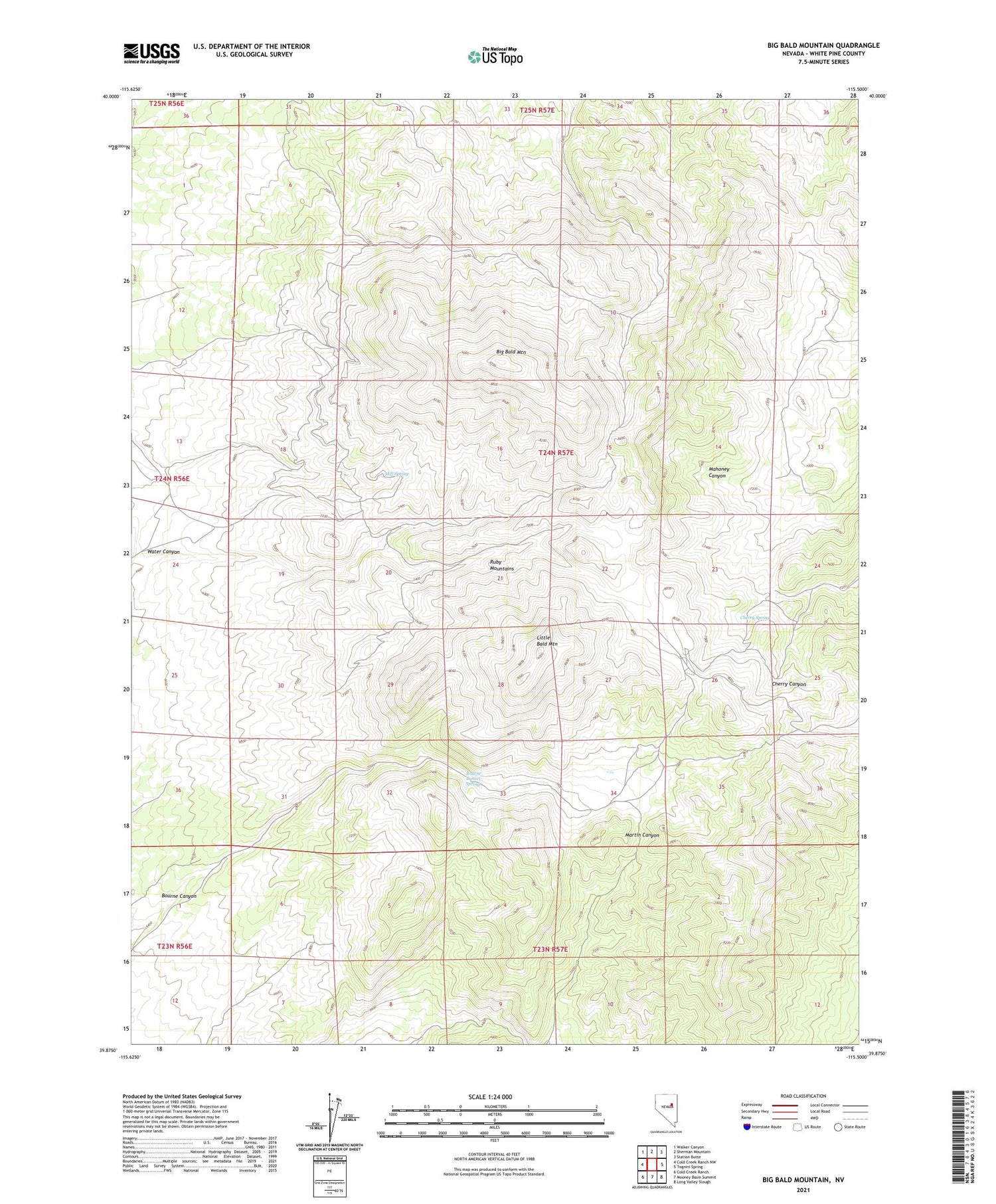 Big Bald Mountain Nevada US Topo Map Image
